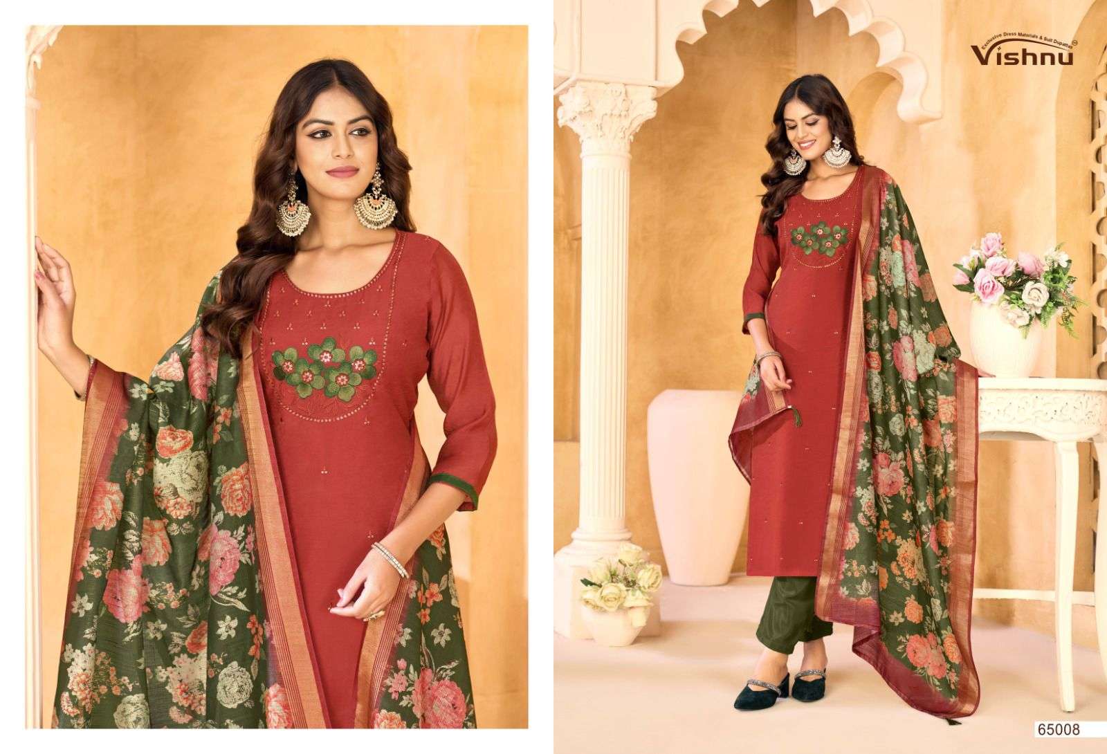 VISHNU IMPEX SAMRASTHA CHANDERI SILK FANCY WORKS LADIES SALWAR SUIT
