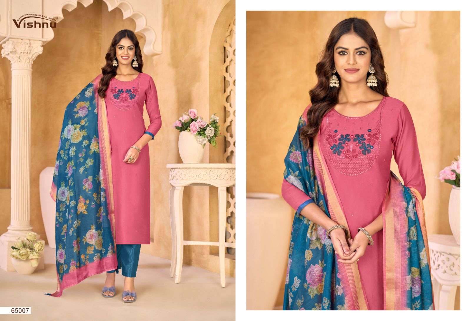 VISHNU IMPEX SAMRASTHA CHANDERI SILK FANCY WORKS LADIES SALWAR SUIT