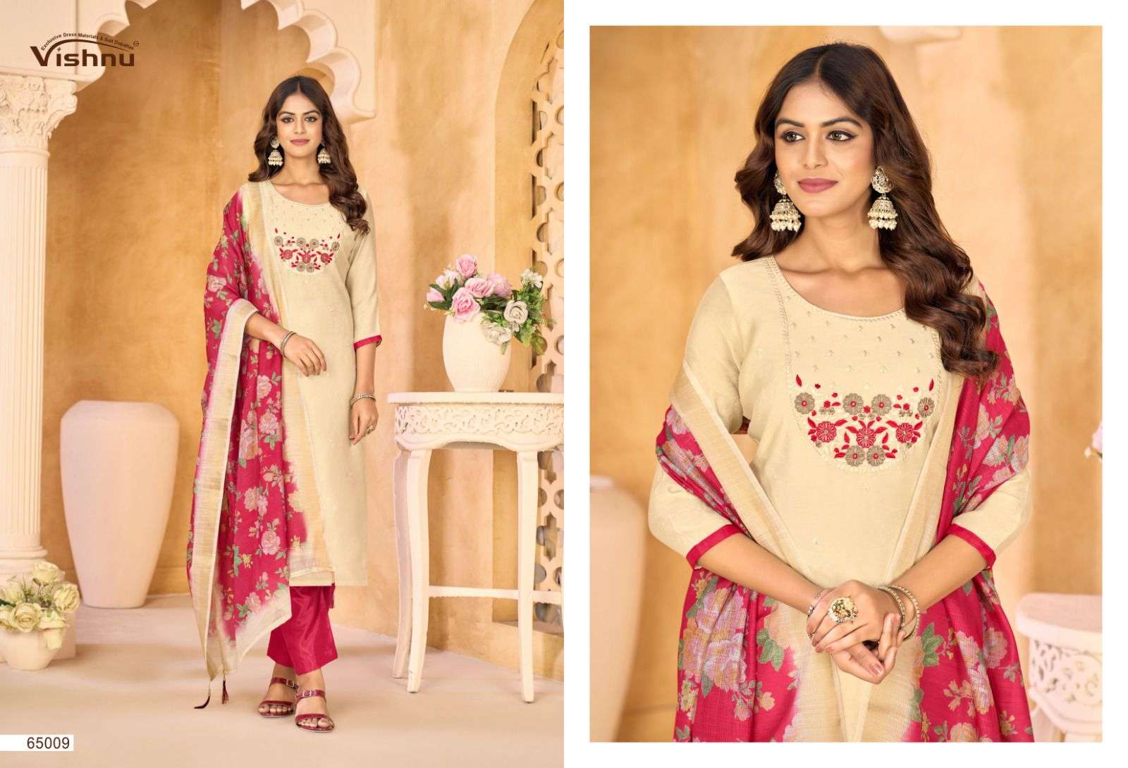 VISHNU IMPEX SAMRASTHA CHANDERI SILK FANCY WORKS LADIES SALWAR SUIT