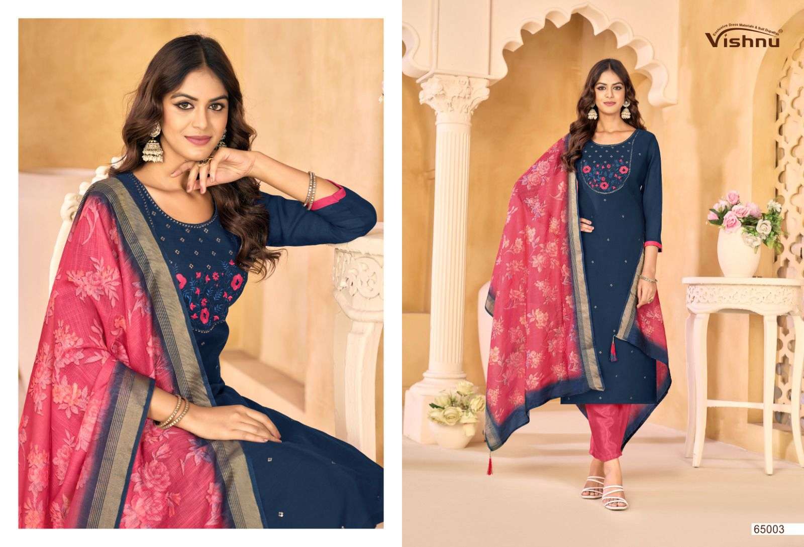 VISHNU IMPEX SAMRASTHA CHANDERI SILK FANCY WORKS LADIES SALWAR SUIT
