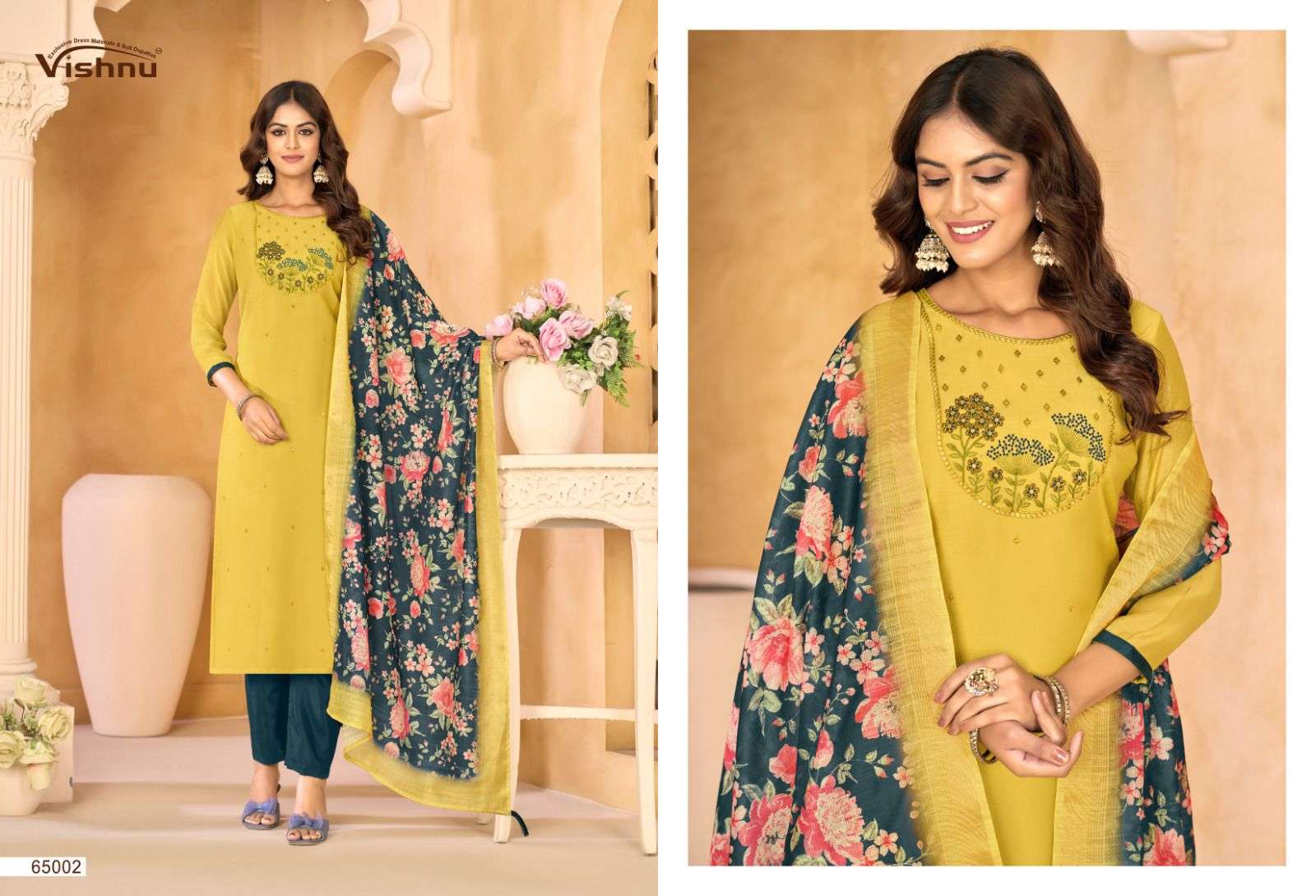VISHNU IMPEX SAMRASTHA CHANDERI SILK FANCY WORKS LADIES SALWAR SUIT