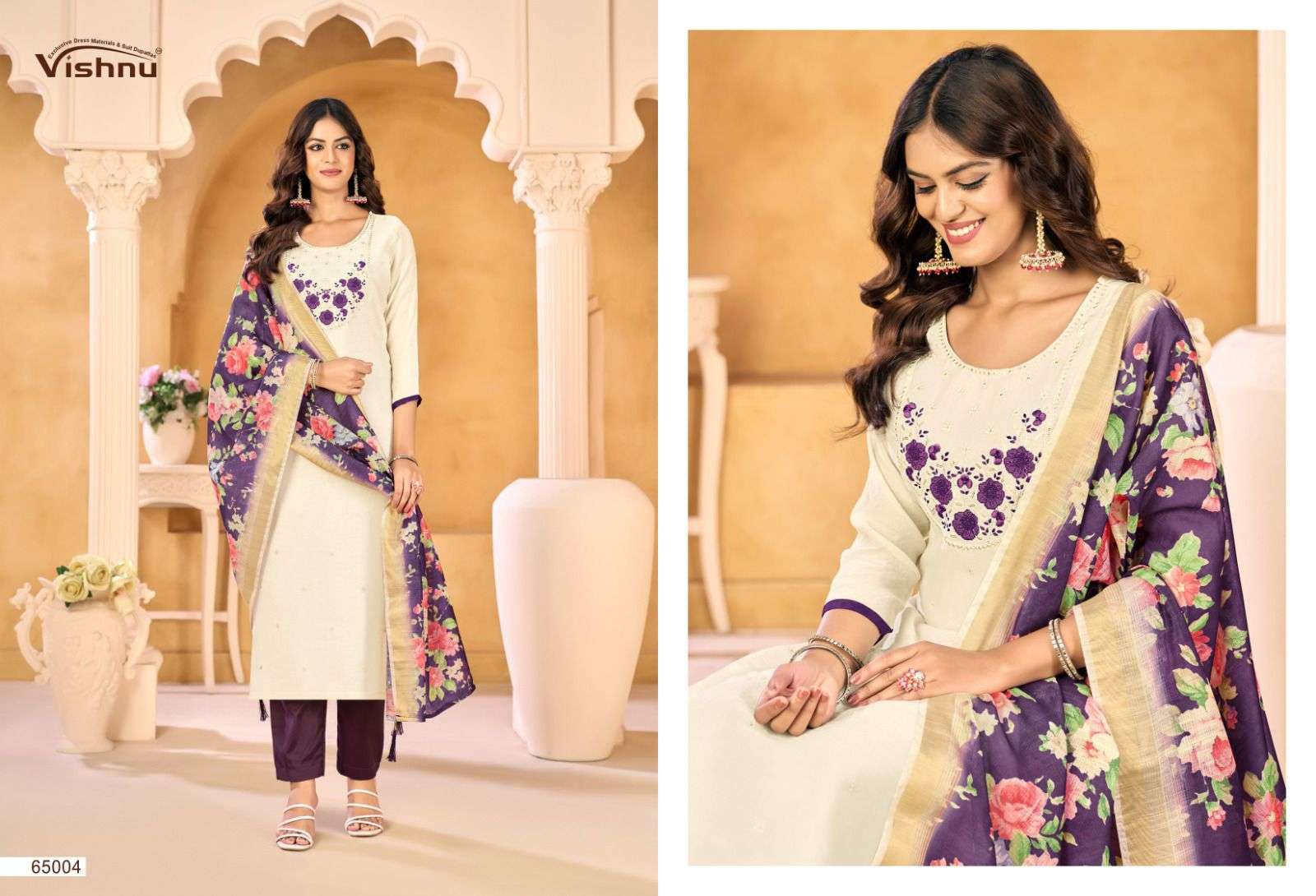 VISHNU IMPEX SAMRASTHA CHANDERI SILK FANCY WORKS LADIES SALWAR SUIT