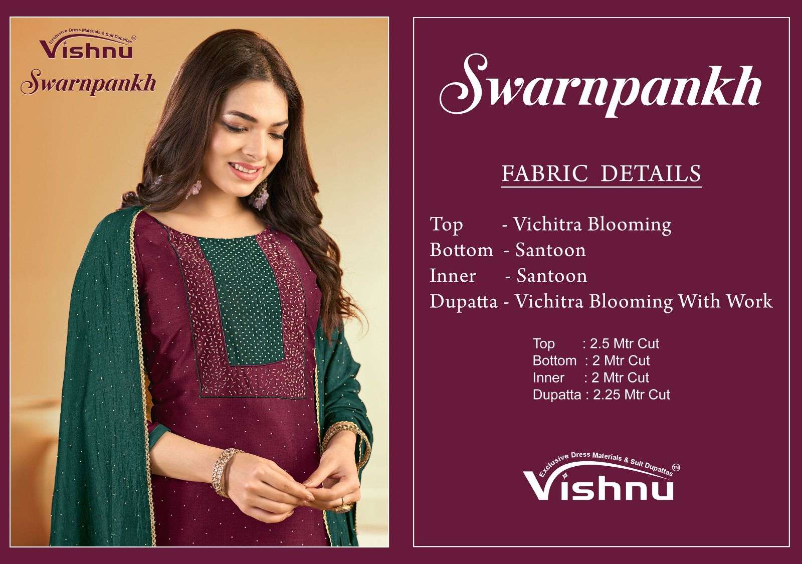 VISHNU IMPEX SWARNPANKH SILK EMBROIDERY WORK LADIES SUIT