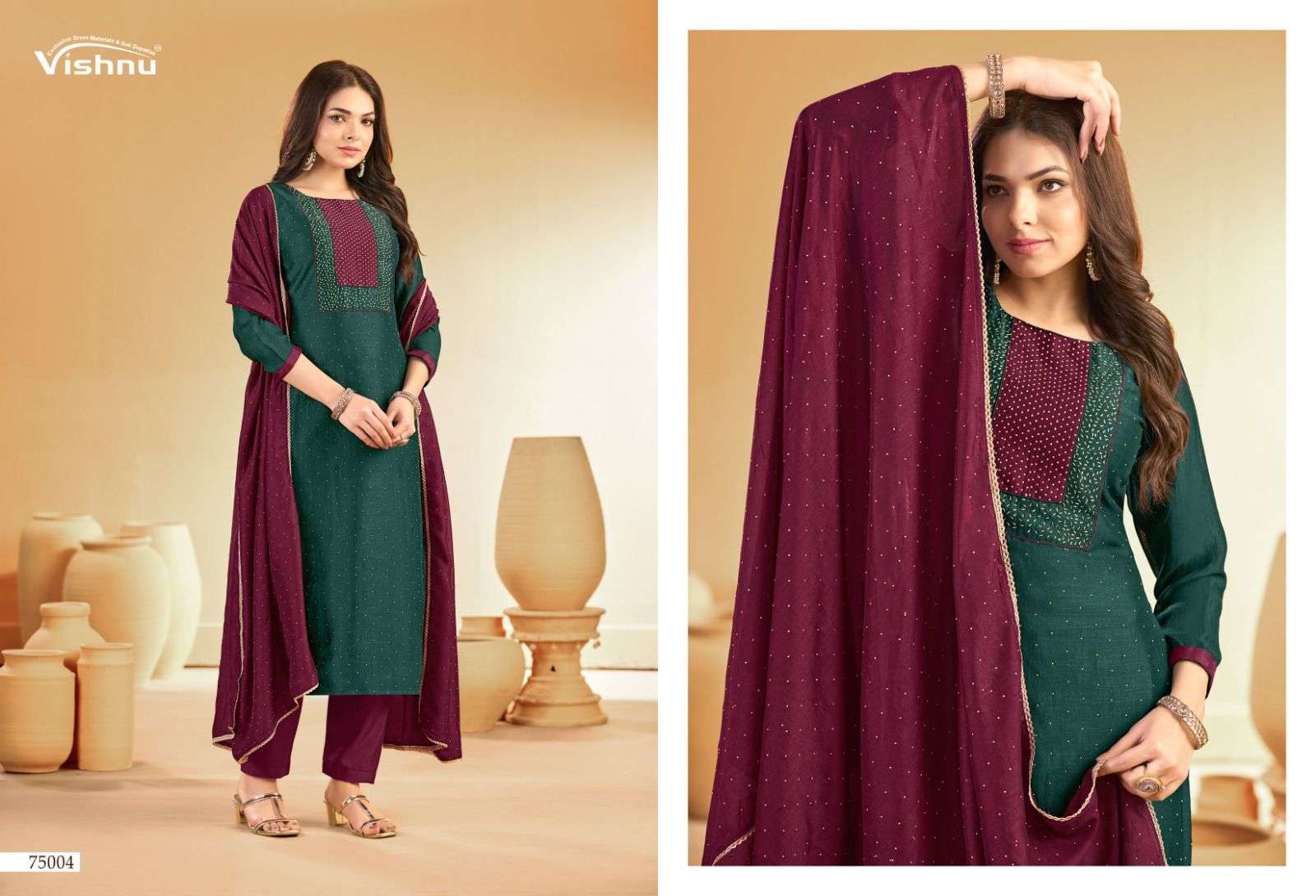 VISHNU IMPEX SWARNPANKH SILK EMBROIDERY WORK LADIES SUIT