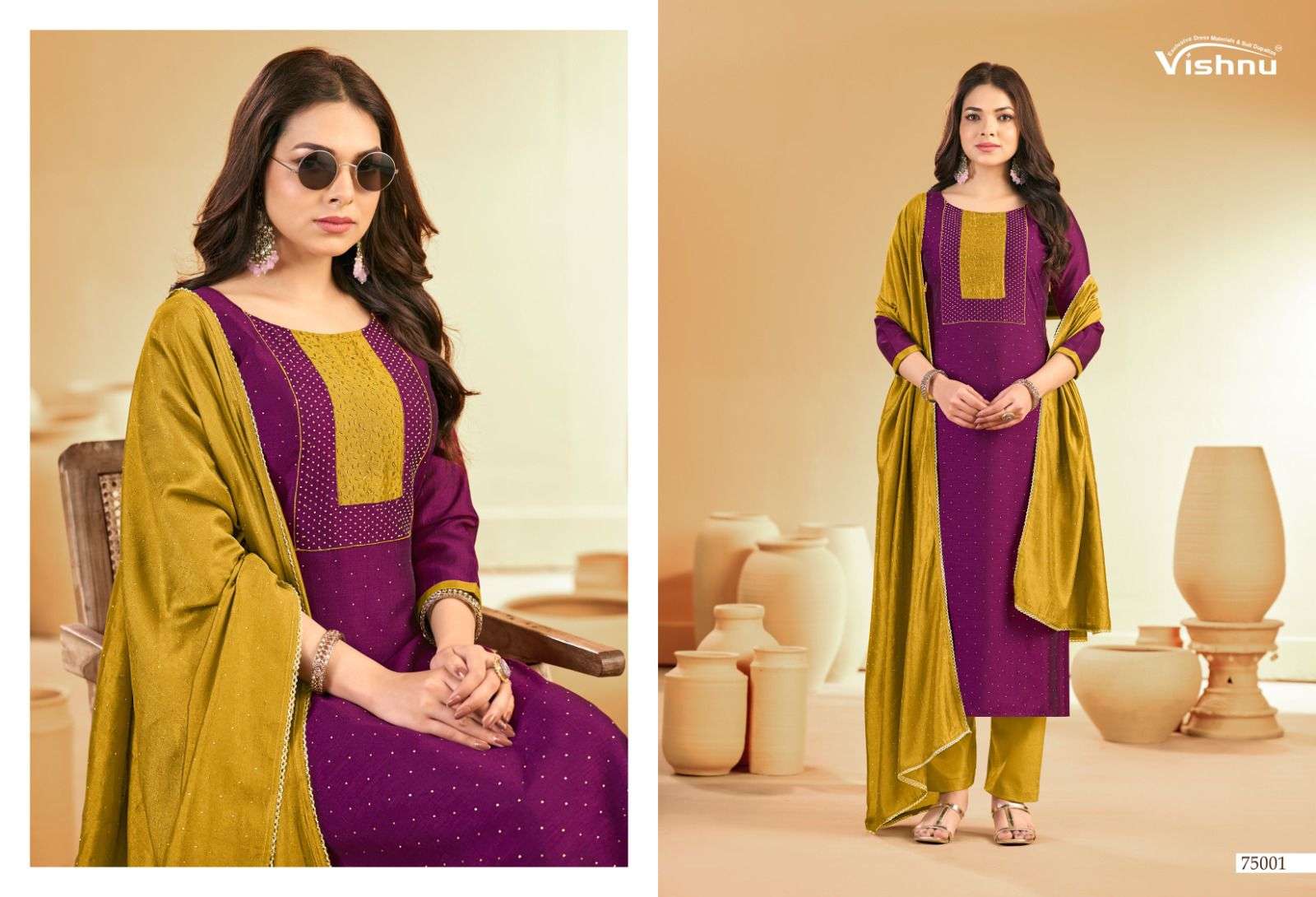 VISHNU IMPEX SWARNPANKH SILK EMBROIDERY WORK LADIES SUIT