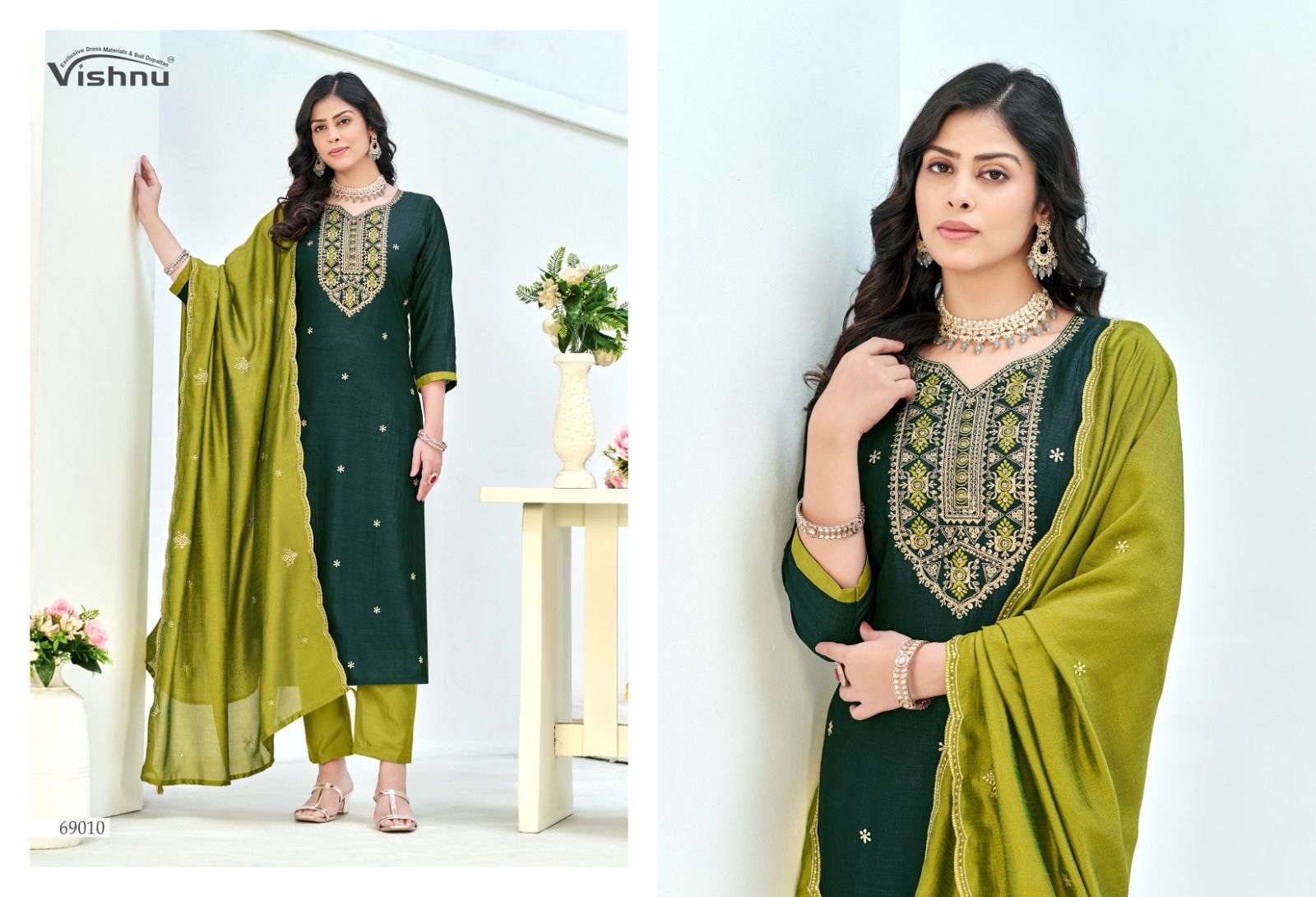 VISHNU IMPEX TURKISH SILK EMBROIDERY WORK SUIT
