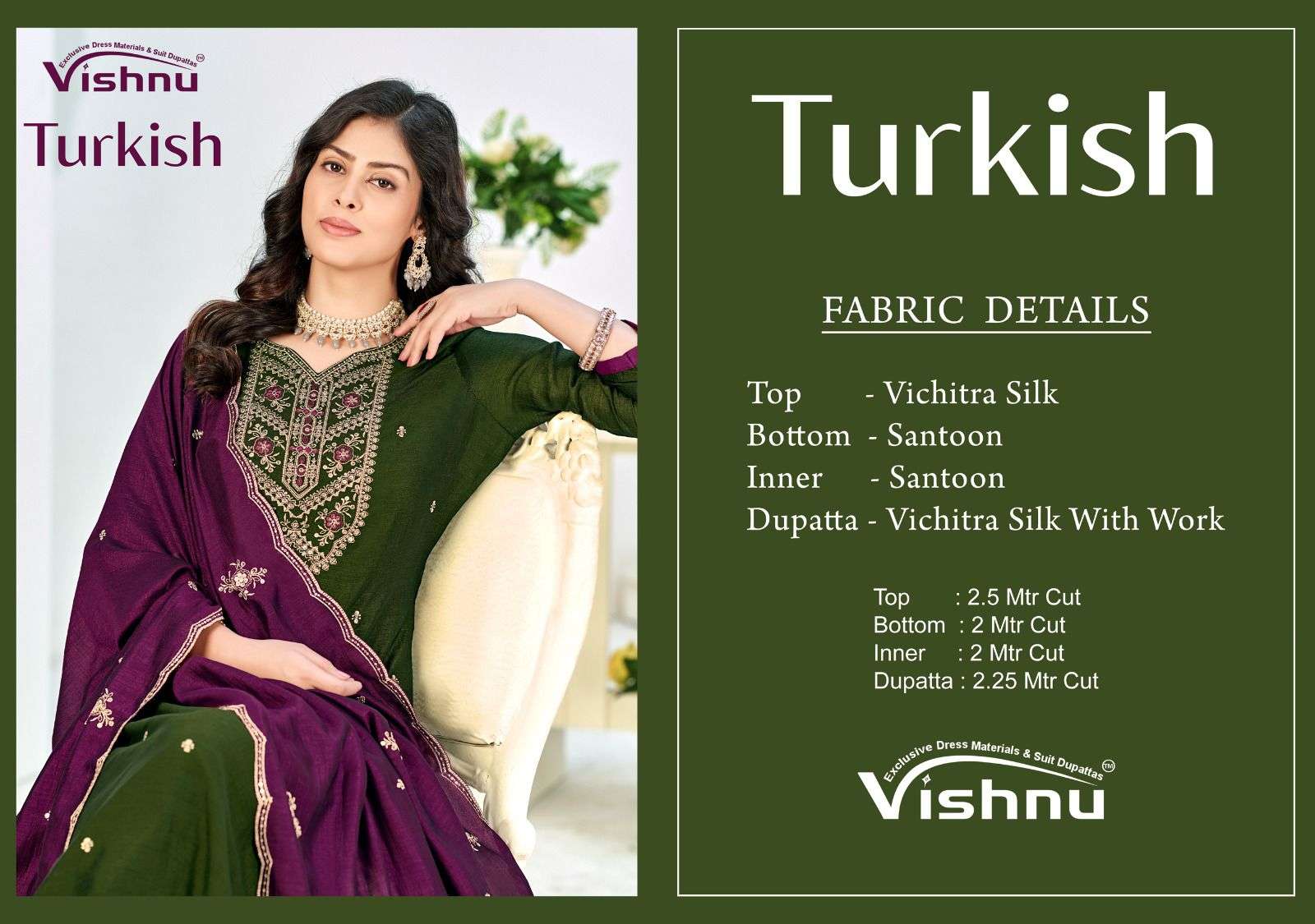 VISHNU IMPEX TURKISH SILK EMBROIDERY WORK SUIT