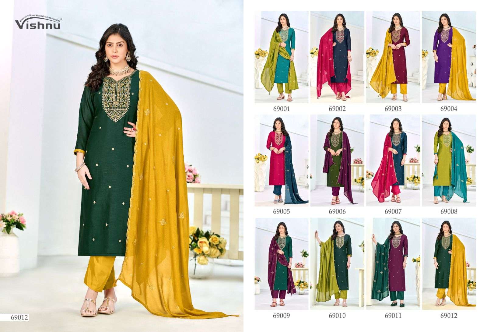 VISHNU IMPEX TURKISH SILK EMBROIDERY WORK SUIT