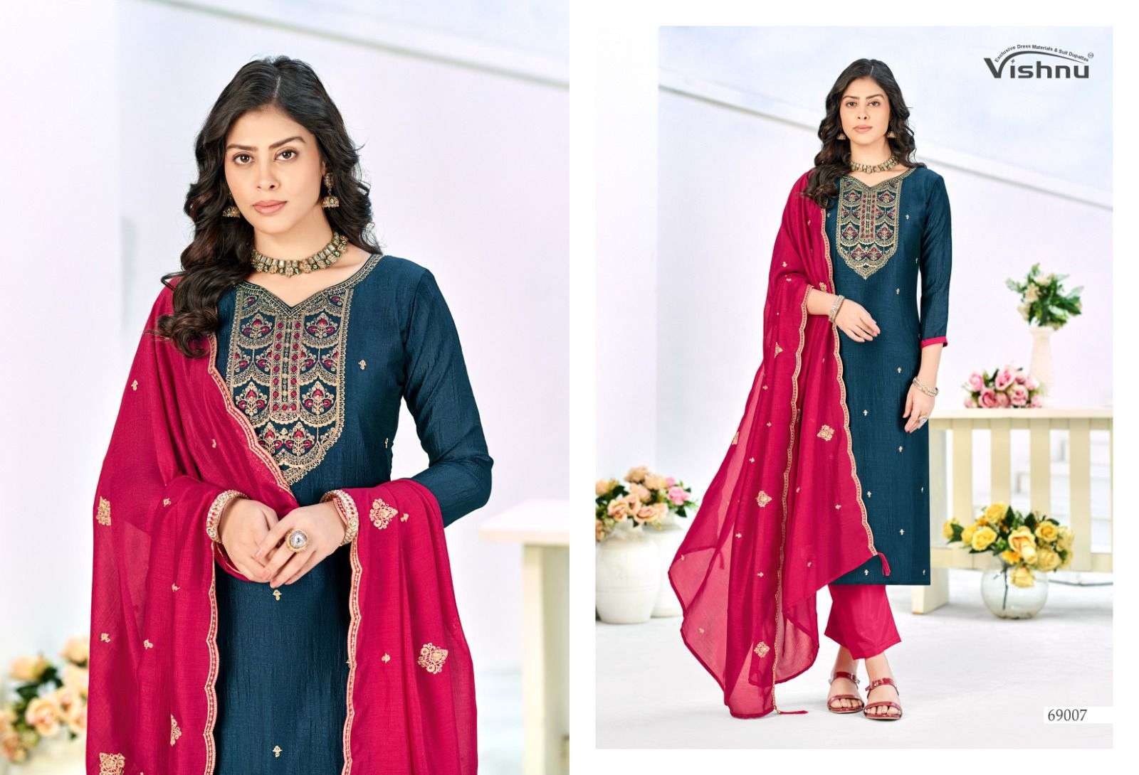 VISHNU IMPEX TURKISH SILK EMBROIDERY WORK SUIT