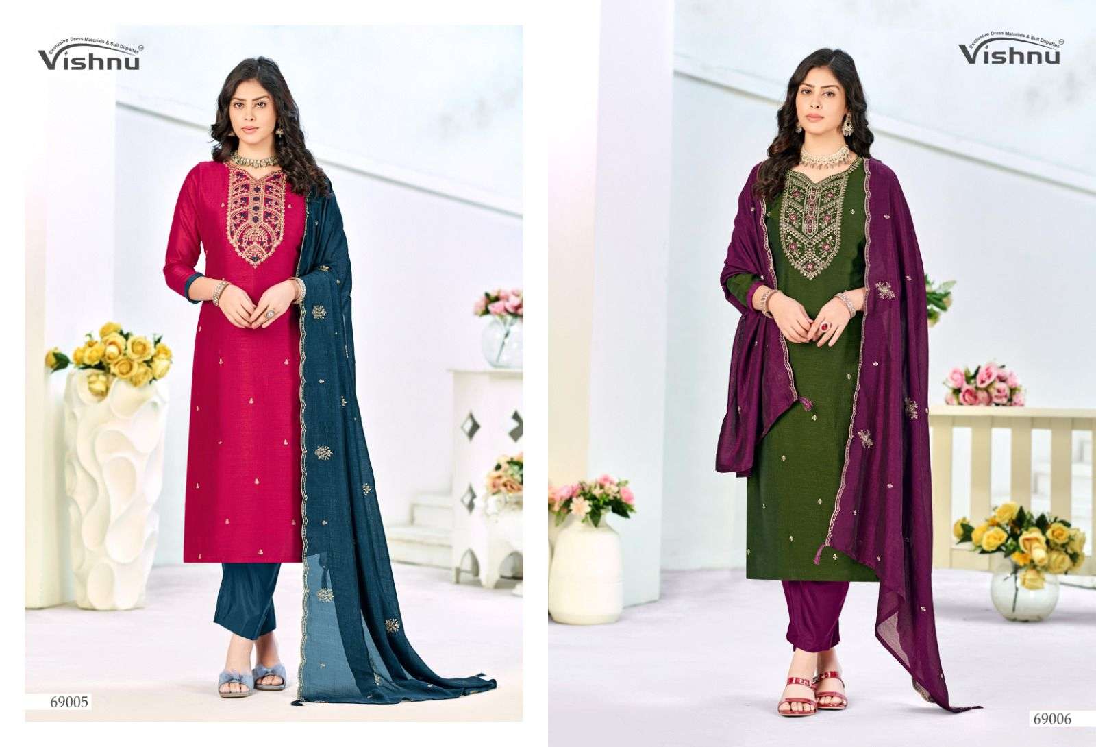 VISHNU IMPEX TURKISH SILK EMBROIDERY WORK SUIT