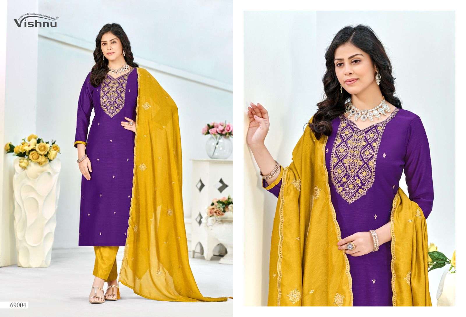 VISHNU IMPEX TURKISH SILK EMBROIDERY WORK SUIT