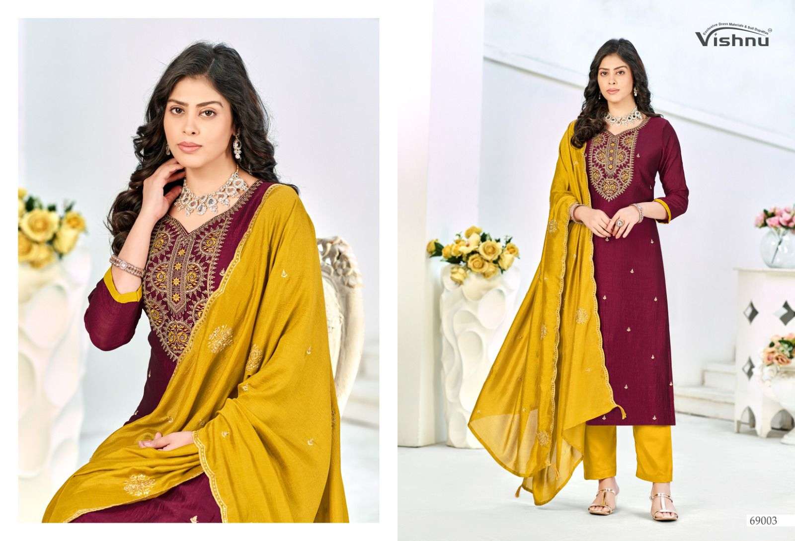 VISHNU IMPEX TURKISH SILK EMBROIDERY WORK SUIT