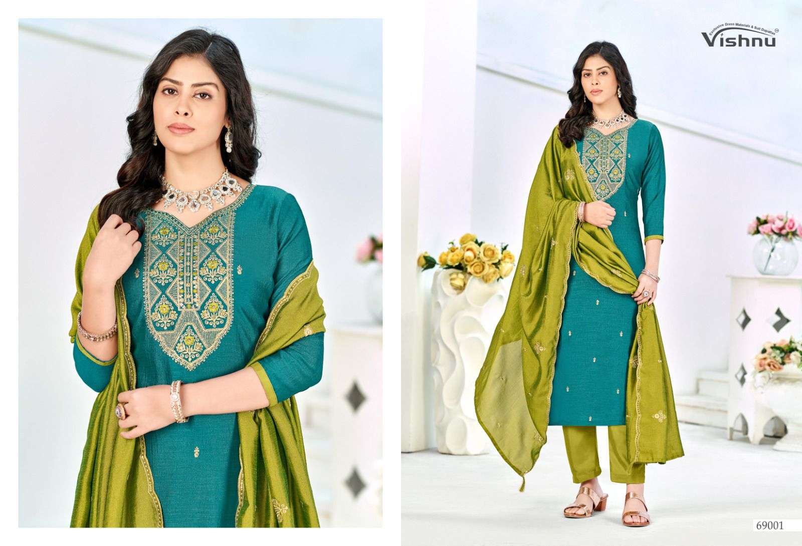 VISHNU IMPEX TURKISH SILK EMBROIDERY WORK SUIT