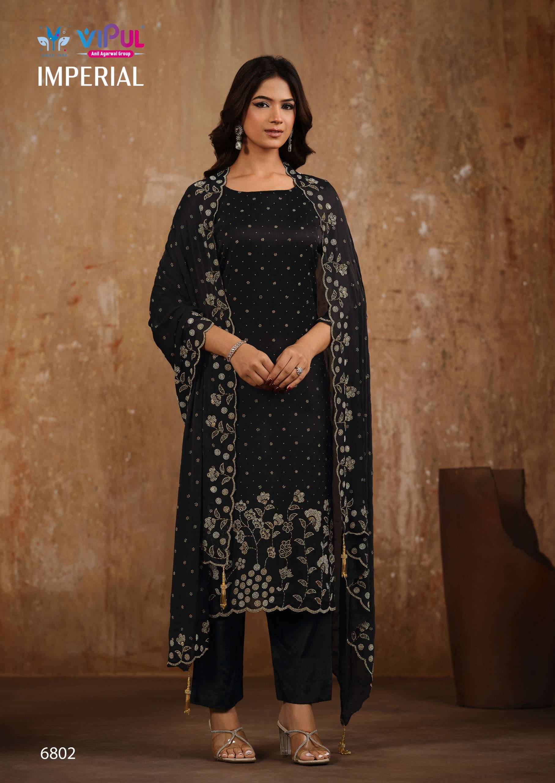 VISHWAM FABRICS IMPERIAL CHIFFON HEAVY EMBROIDERY DESIGNER WORK FESTIVE WEAR SUIT