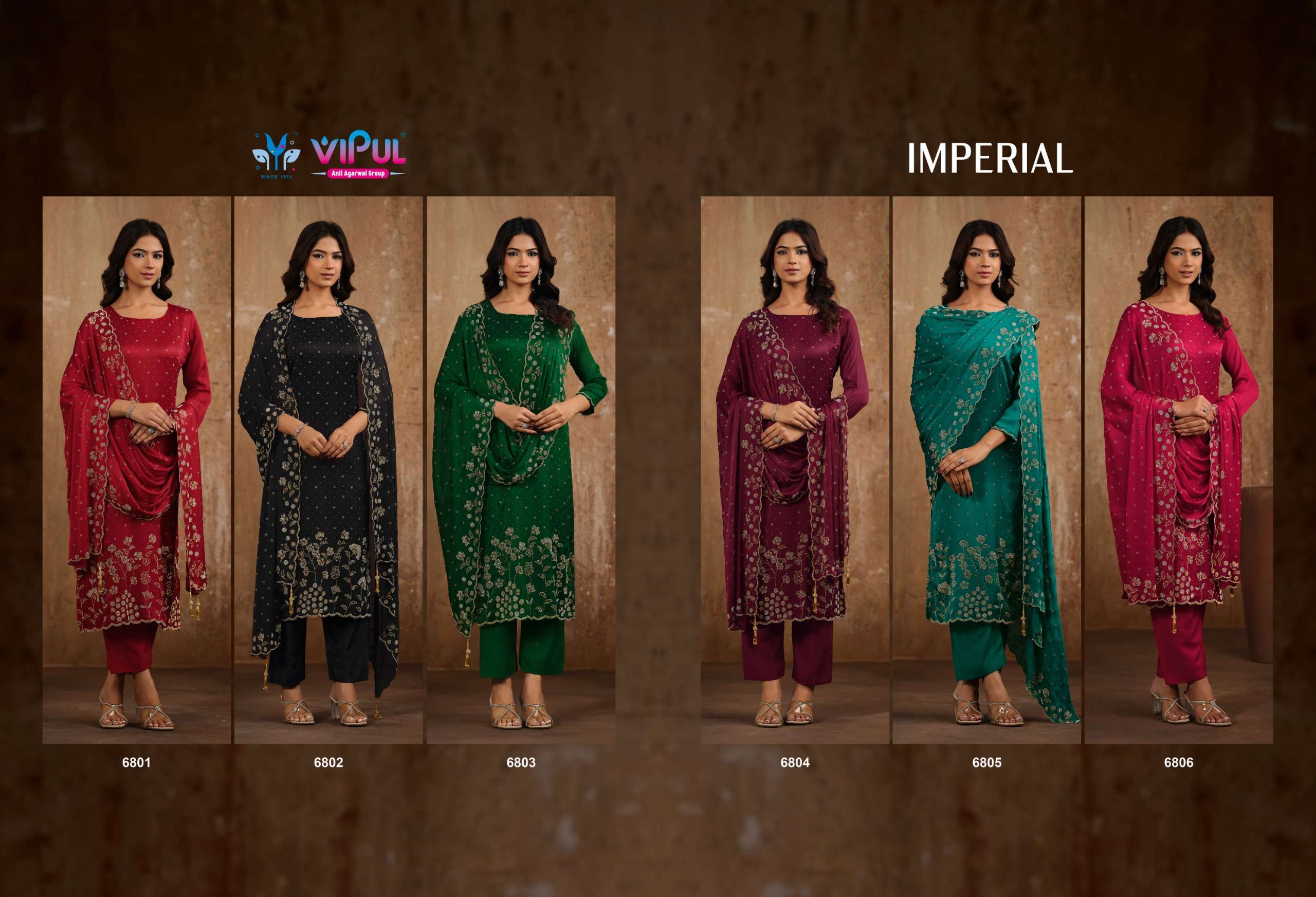 VISHWAM FABRICS IMPERIAL CHIFFON HEAVY EMBROIDERY DESIGNER WORK FESTIVE WEAR SUIT