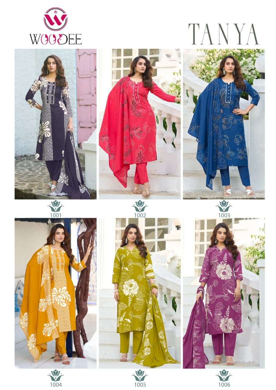WOODEE TANYA VISCOSE FANCY PRINT LADIES KURTI PANT WITH DUPATTA SET 