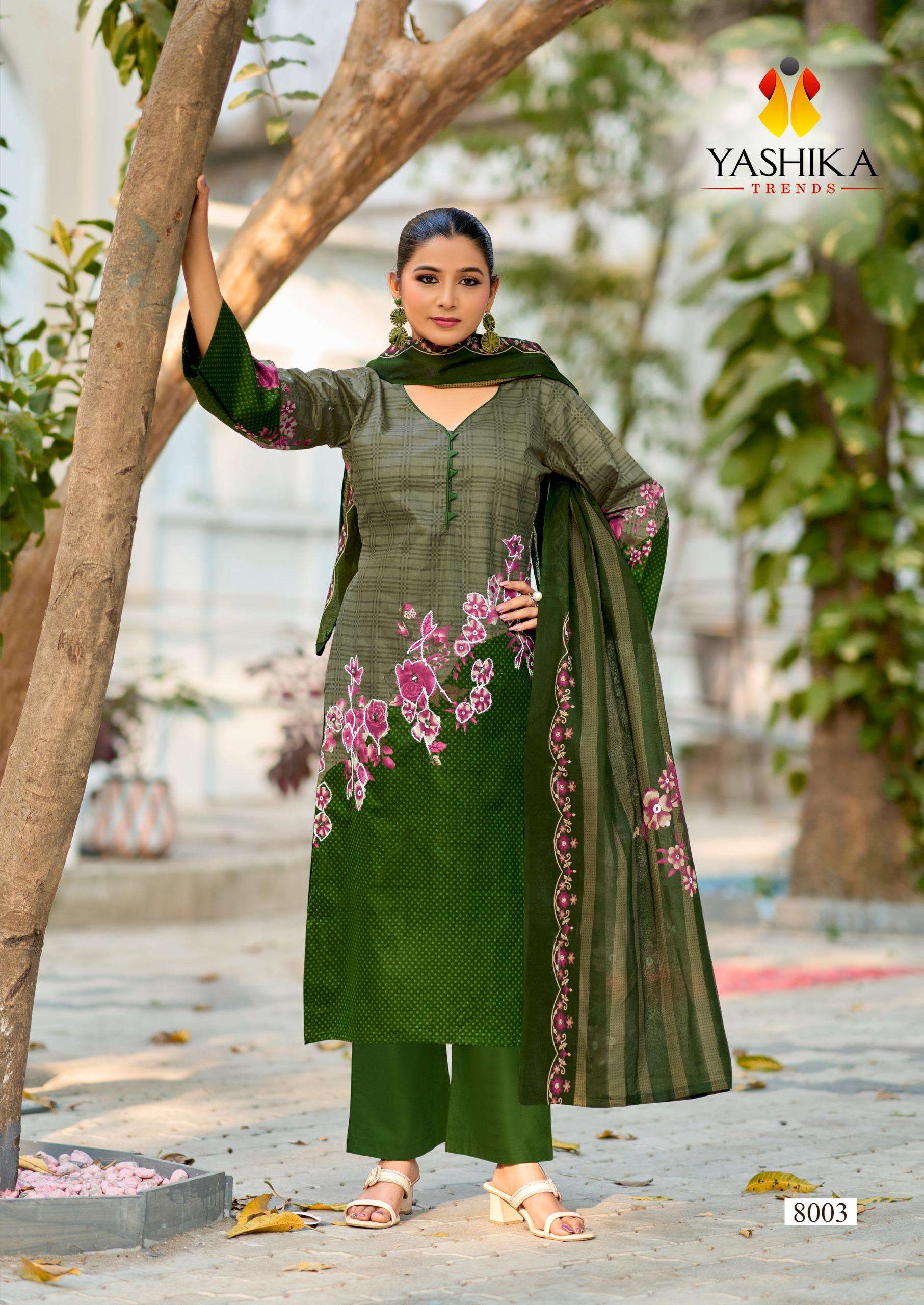 YASHIKA TRENDS DUA VOL 8 COTTON DIGITAL PRINTS WITH FANCY WORK SUIT