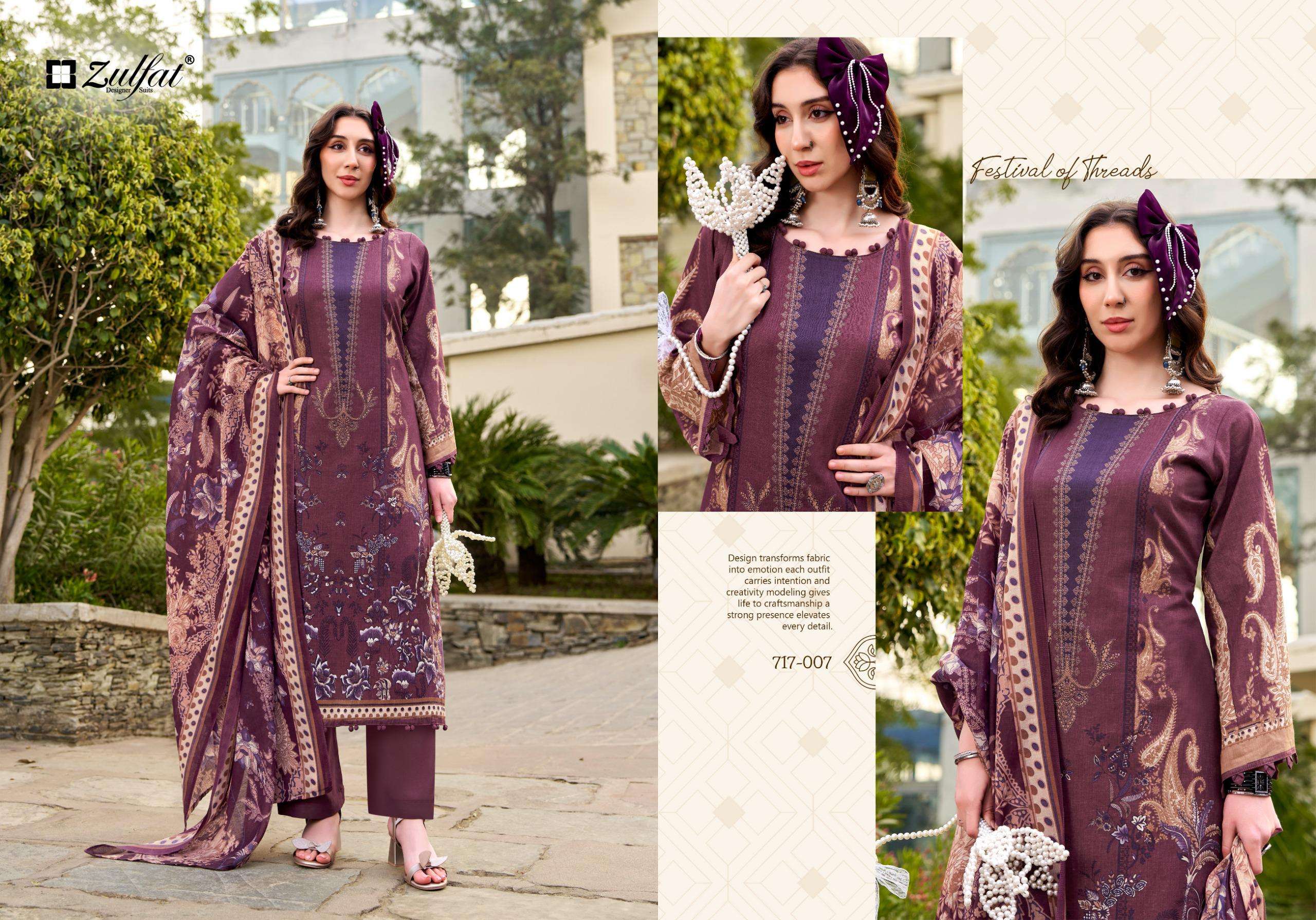 ZULFAT DESIGNER SUITS HAYAMI VOL 2 COTTON PRINT LADIES SUIT