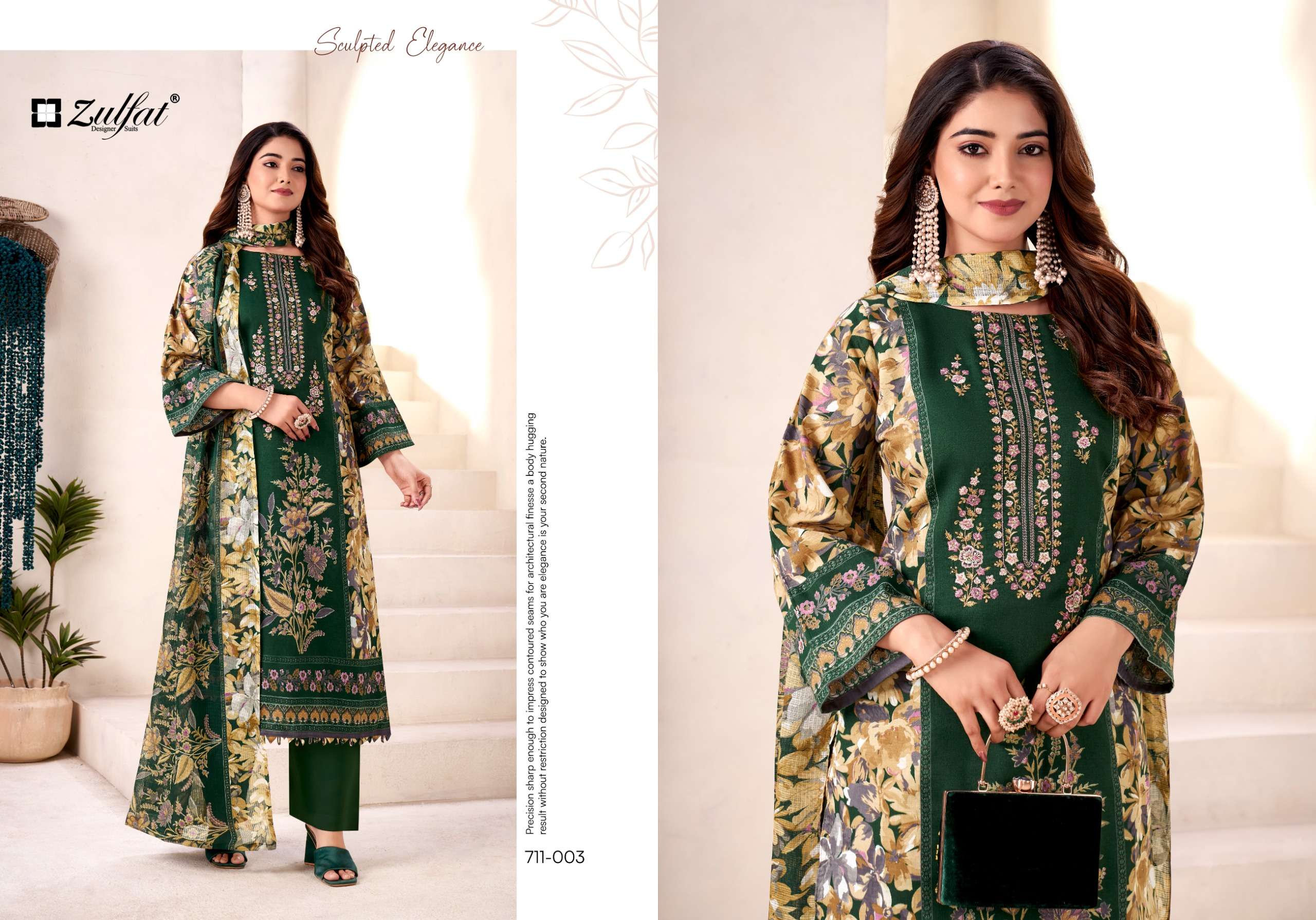 ZULFAT DESIGNER SUITS NASEERA JAM COTTON PRINT WITH FANCY EMBROIDERY WORK SUIT