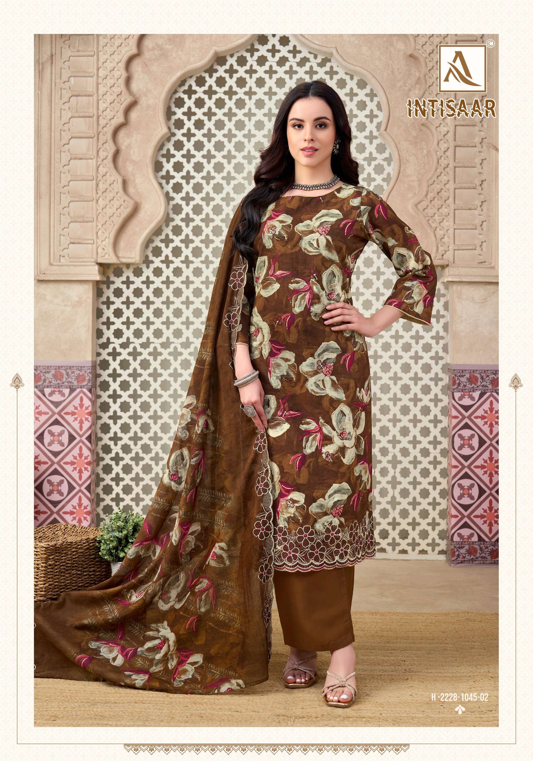 ALOK SUITS INTISAAR CAMBRIC COTTON PRINT WITH FANCY WORK SUITS 