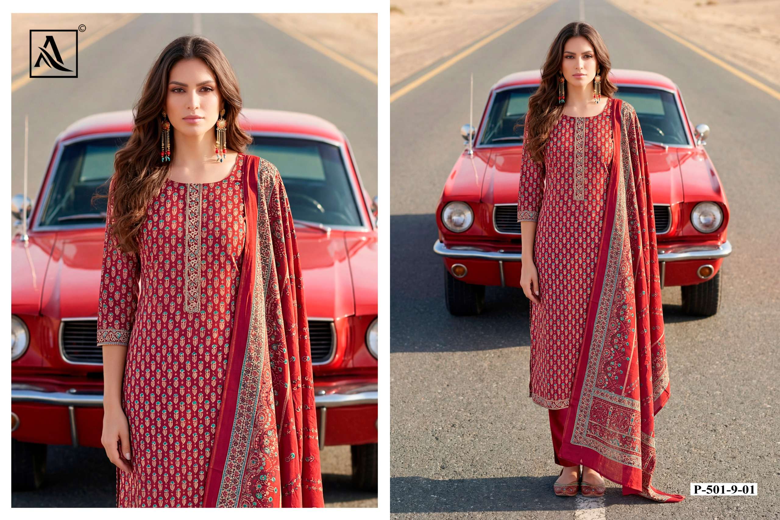 ALOK SUITS IVORY JAM COTTON PRINT WITH FANCY EMBROIDERY WORK SUIT