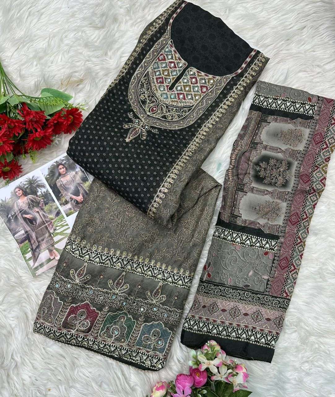 AMRUTVELA AT 171 VISCOSE DIGITAL PRINT WITH HAND WORK DESIGNER SUITS 