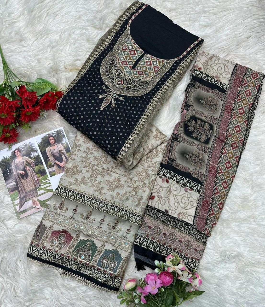 AMRUTVELA AT 171 VISCOSE DIGITAL PRINT WITH HAND WORK DESIGNER SUITS 