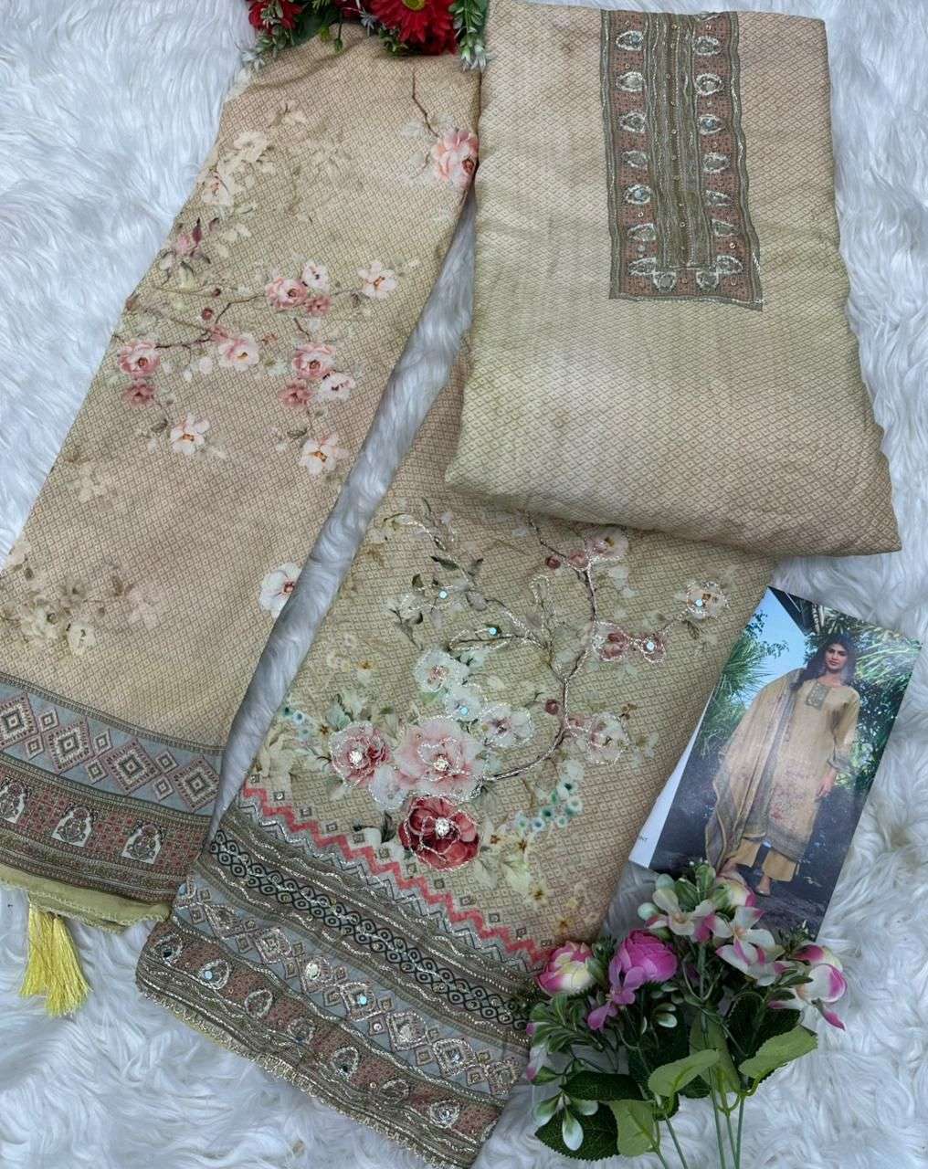AMRUTVELA AT 206 VISCOSE DIGITAL PRINT WITH HAND WORK DESIGNER SUIT