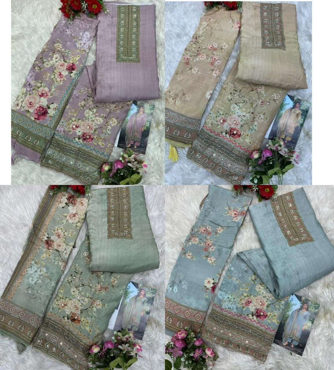 AMRUTVELA AT 206 VISCOSE DIGITAL PRINT WITH HAND WORK DESIGNER SUIT
