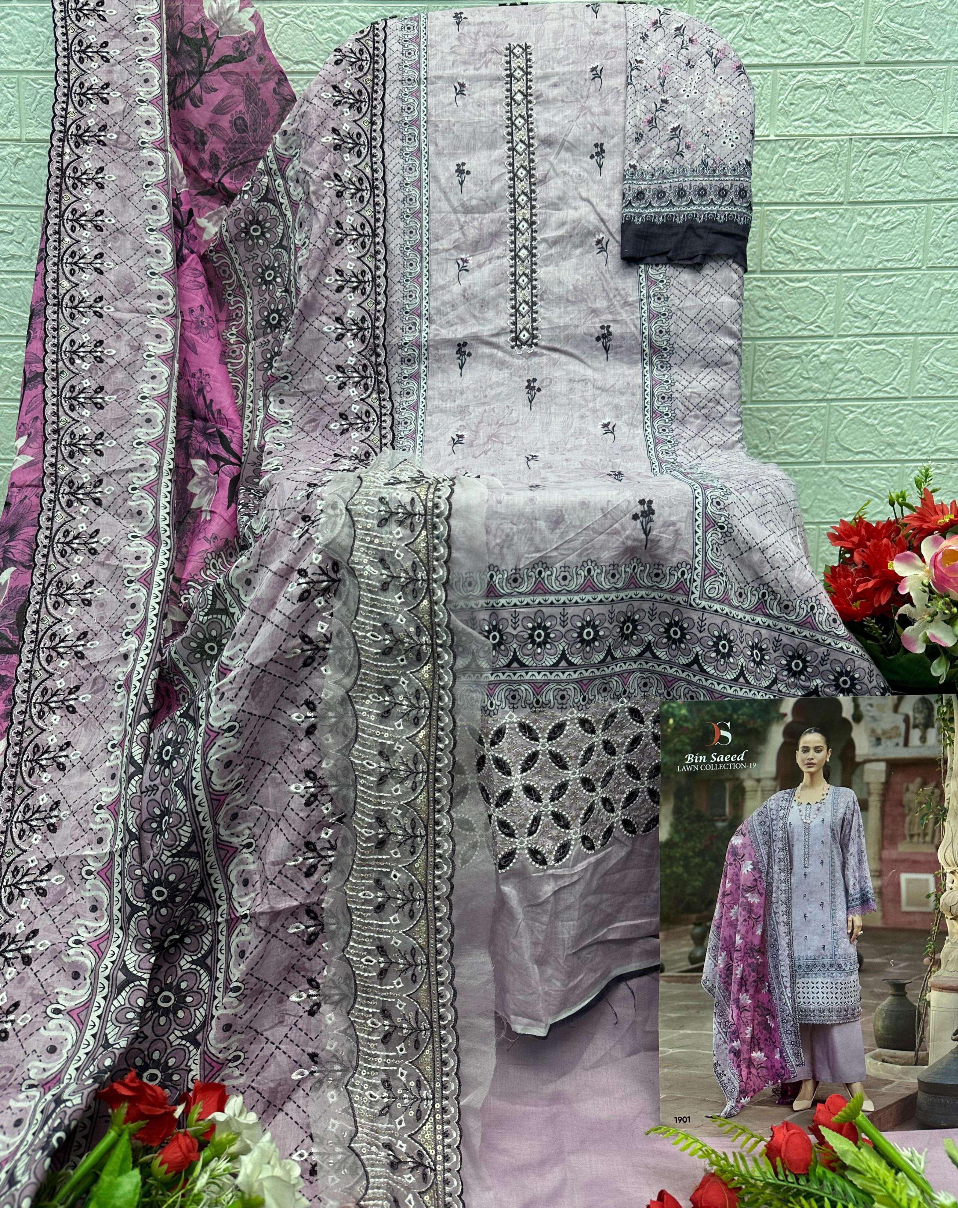 DEEPSY SUITS BIN SAEED LAWN COLLECTION VOL 19 COTTON EMBROIDERY WORKS SUIT