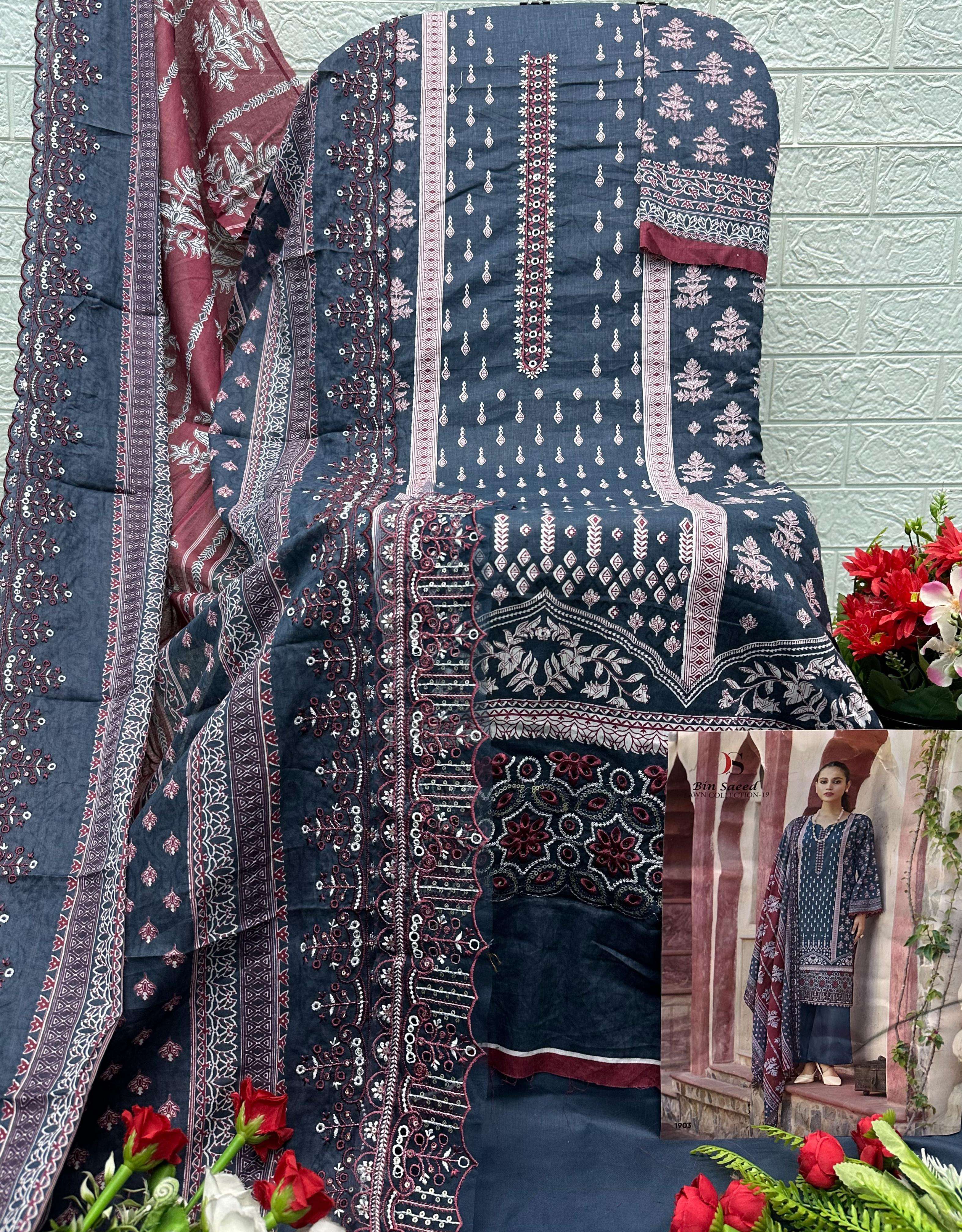 DEEPSY SUITS BIN SAEED LAWN COLLECTION VOL 19 COTTON EMBROIDERY WORKS SUIT