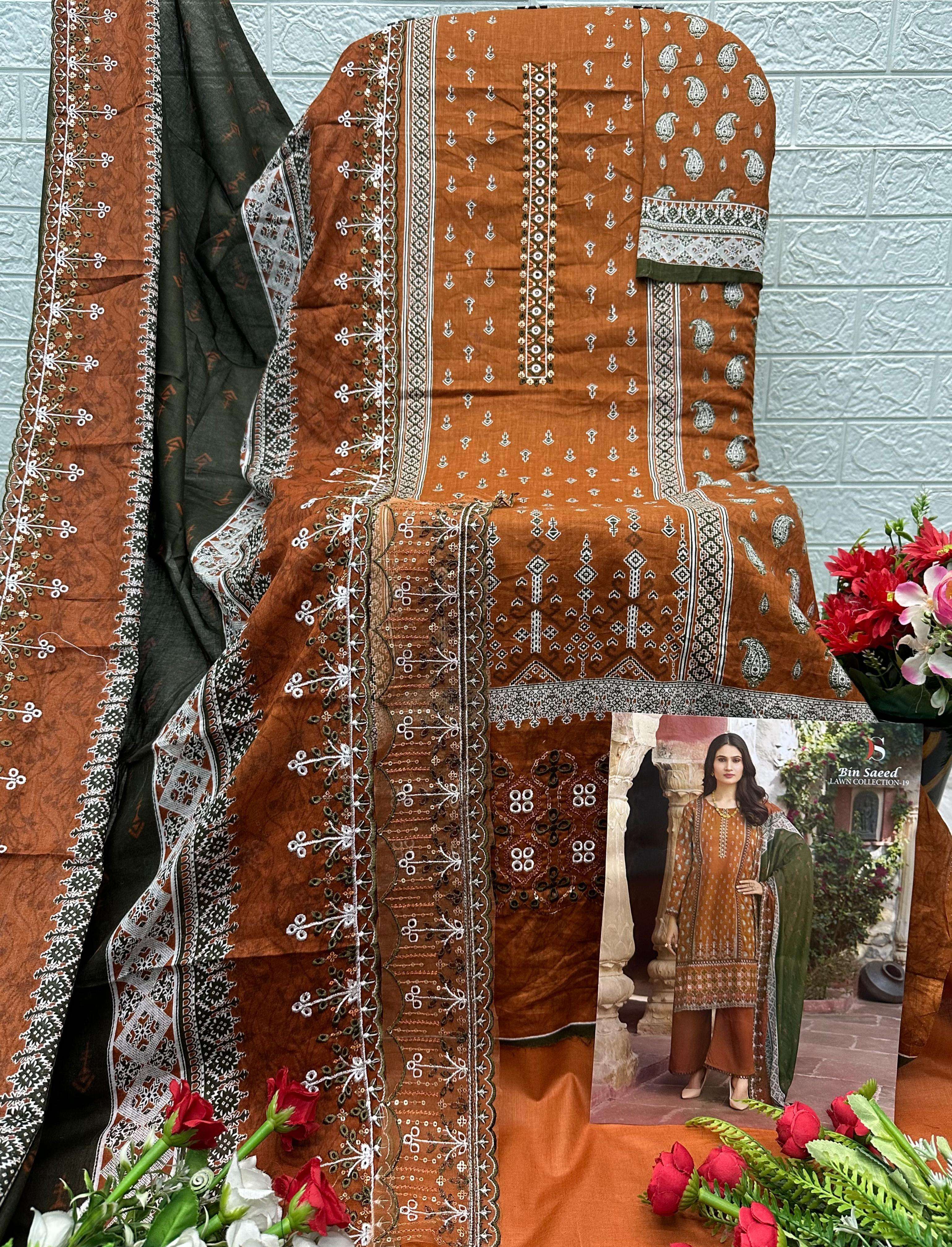 DEEPSY SUITS BIN SAEED LAWN COLLECTION VOL 19 COTTON EMBROIDERY WORKS SUIT