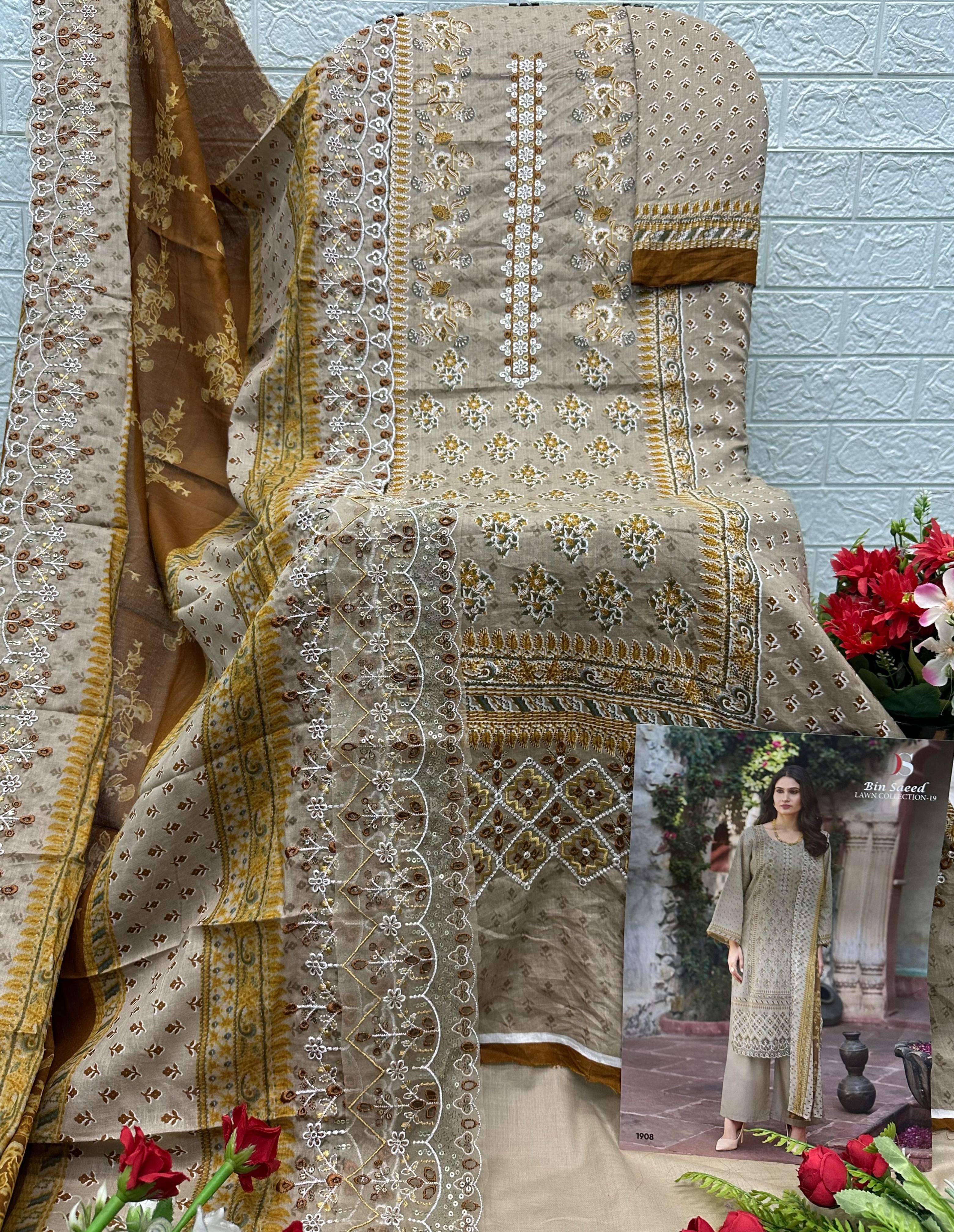 DEEPSY SUITS BIN SAEED LAWN COLLECTION VOL 19 COTTON EMBROIDERY WORKS SUIT