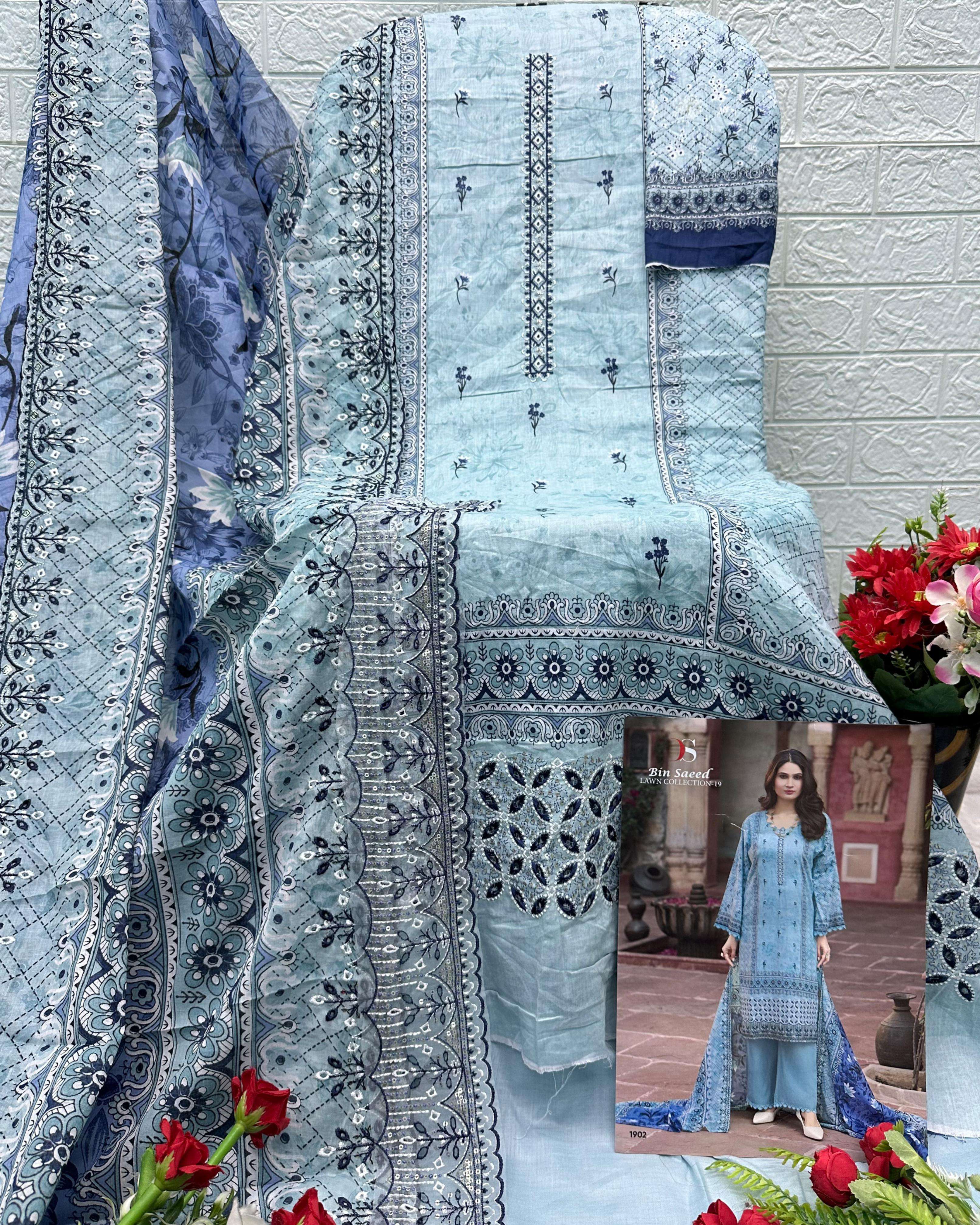 DEEPSY SUITS BIN SAEED LAWN COLLECTION VOL 19 COTTON EMBROIDERY WORKS SUIT
