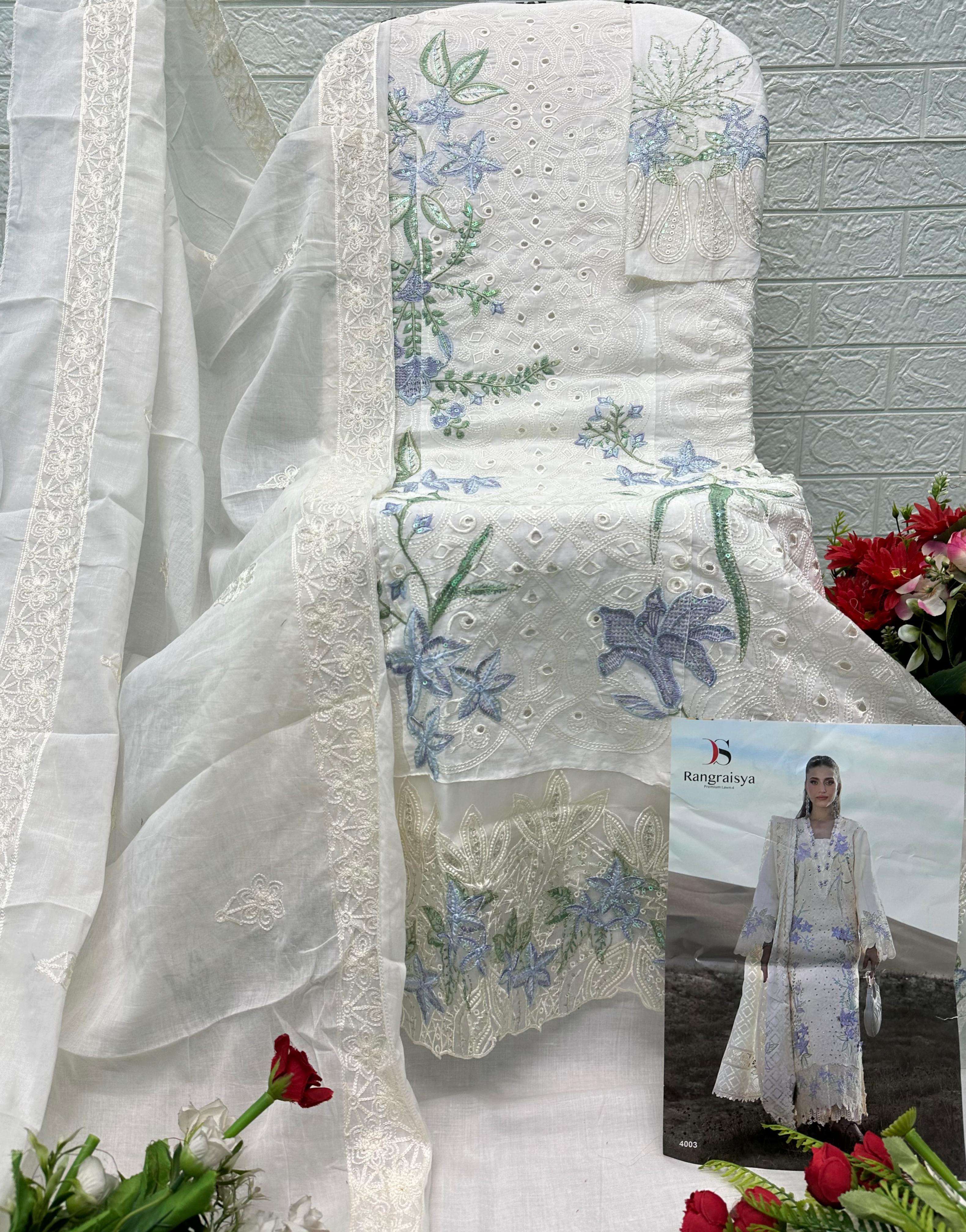 DEEPSY SUITS RANGRASIYA PREMIUM LAWN VOL 4 COTTON EMBROIDERY DESIGNER PAKISTANI SUIT