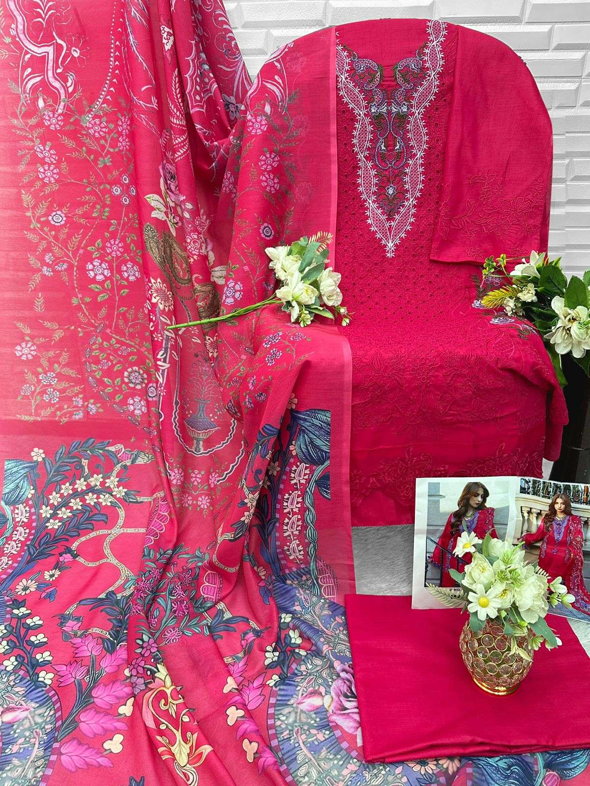 FLORENT D NO 1070 COTTON HEAVY EMBROIDERY DESIGNER WORK PAKISTANI SUIT