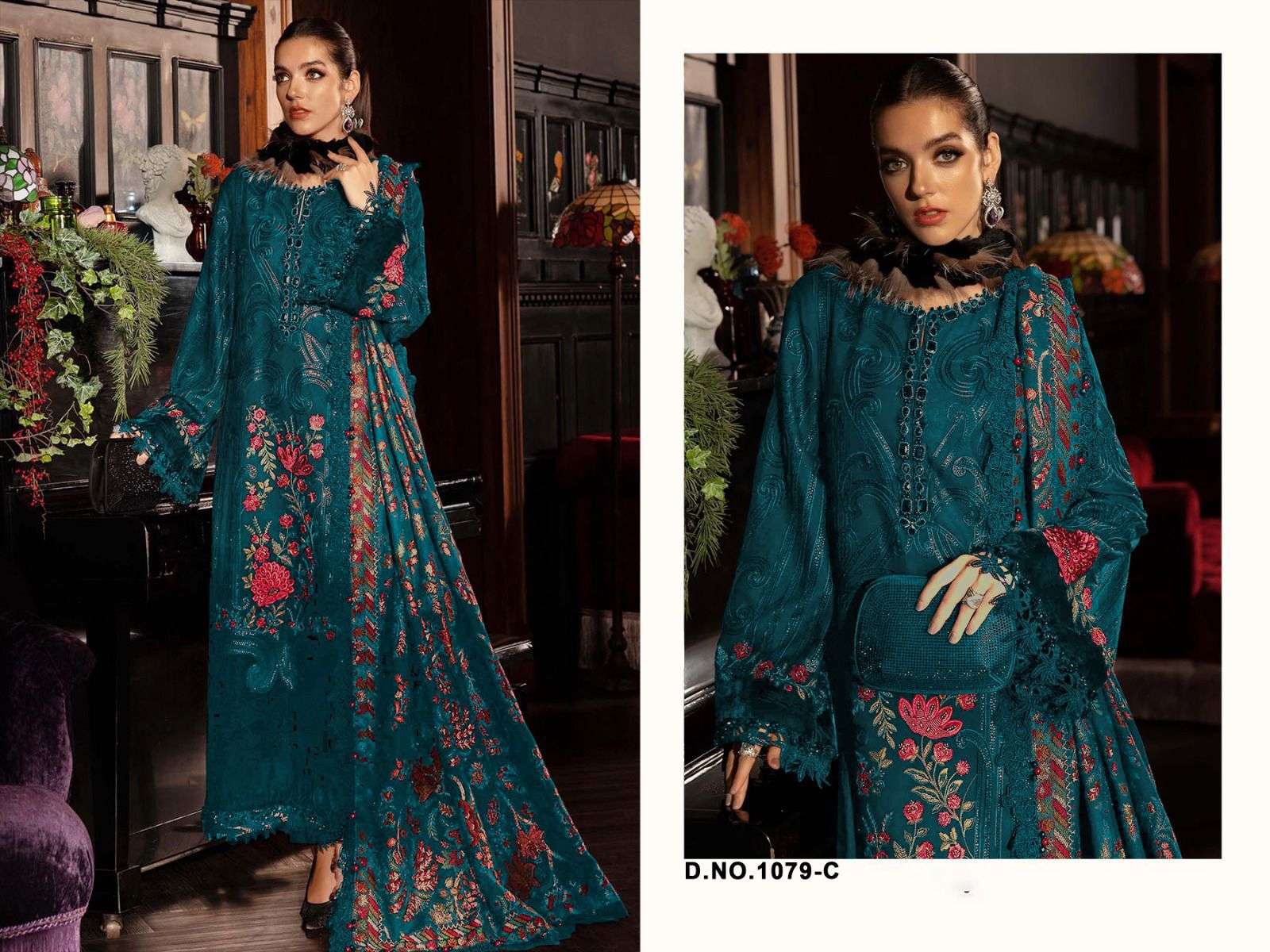 FLORENT D NO 1079 COTTON WITH HEAVY EMBROIDERY DESIGNER PAKISTANI SUIT