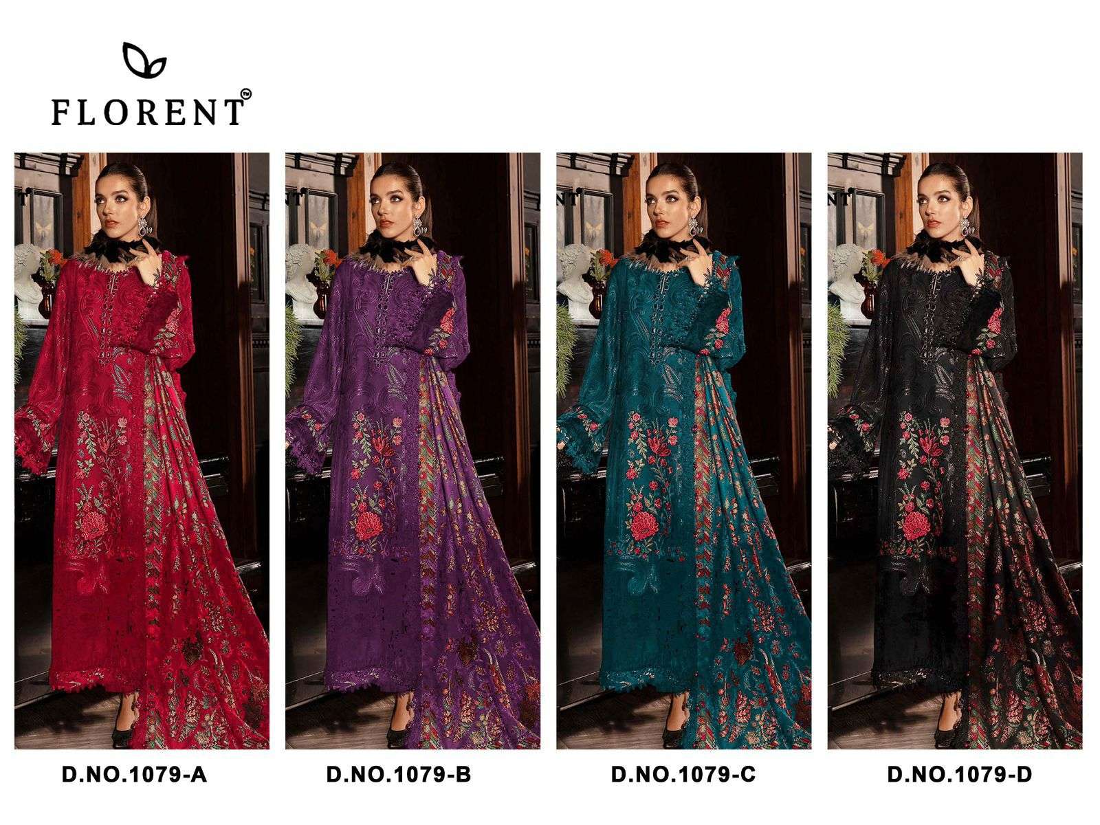 FLORENT D NO 1079 COTTON WITH HEAVY EMBROIDERY DESIGNER PAKISTANI SUIT