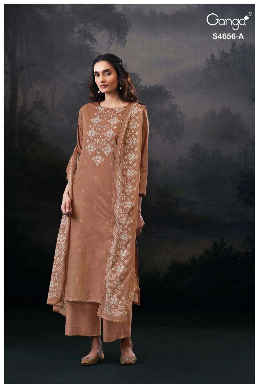 GANGA EVAIRA 4656 COTTON PRINTED WITH DESIGNER WORK SUIT