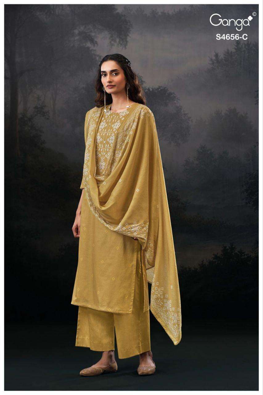 GANGA EVAIRA 4656 COTTON PRINTED WITH DESIGNER WORK SUIT