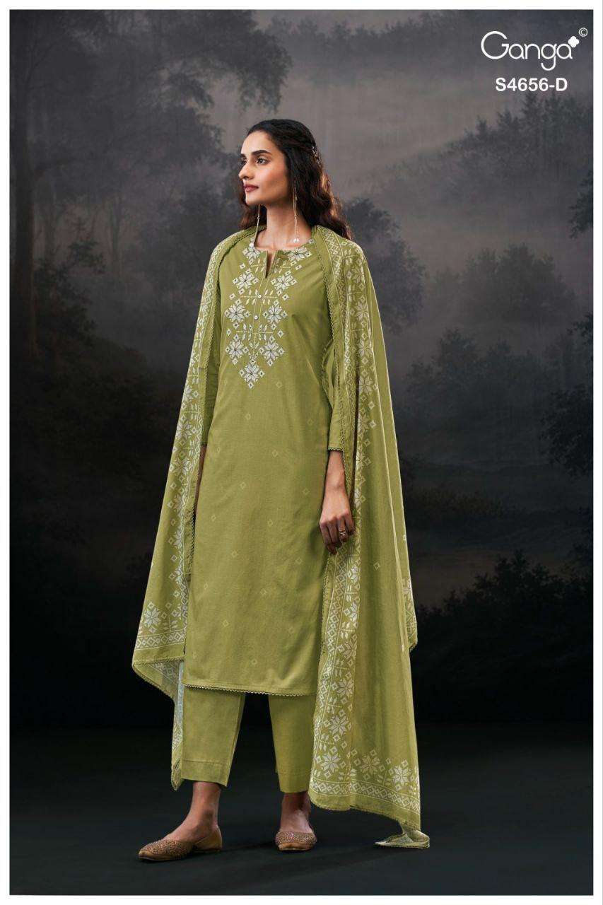 GANGA EVAIRA 4656 COTTON PRINTED WITH DESIGNER WORK SUIT