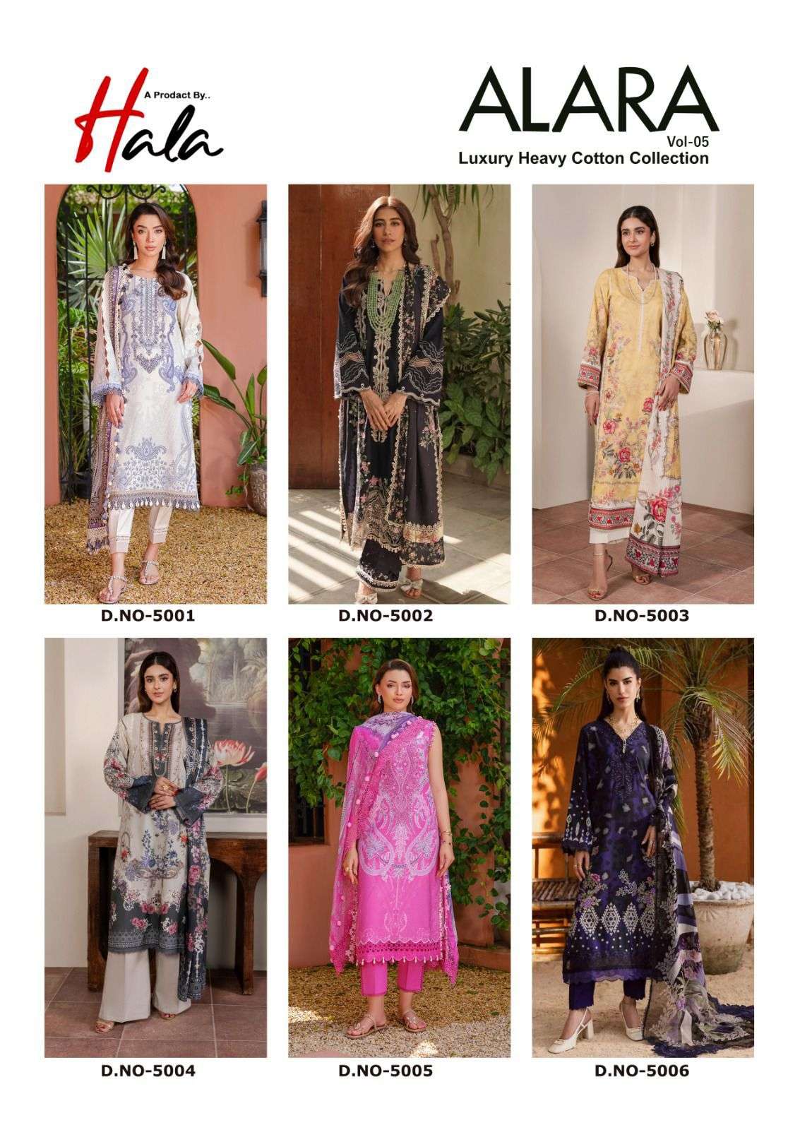HALA TRADERS ALARA VOL 5 LAWN COTTON DIGITAL KARACHI PRINTS SUIT
