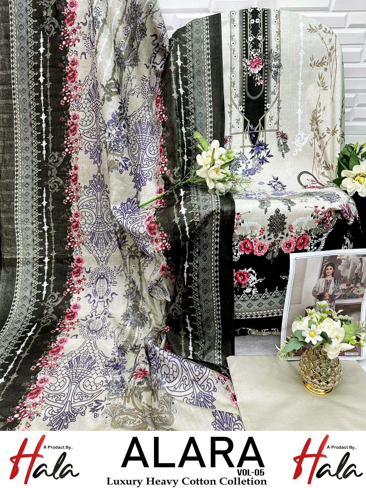 HALA TRADERS ALARA VOL 5 LAWN COTTON DIGITAL KARACHI PRINTS SUIT