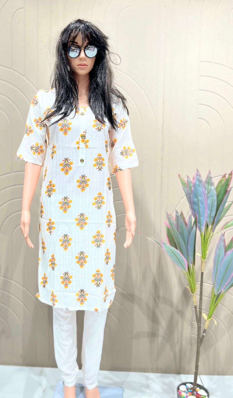 INLI WHITE BEAUTY STRAIGHT PRINTED FANCY SUMMER WEAR LADIES KURTI