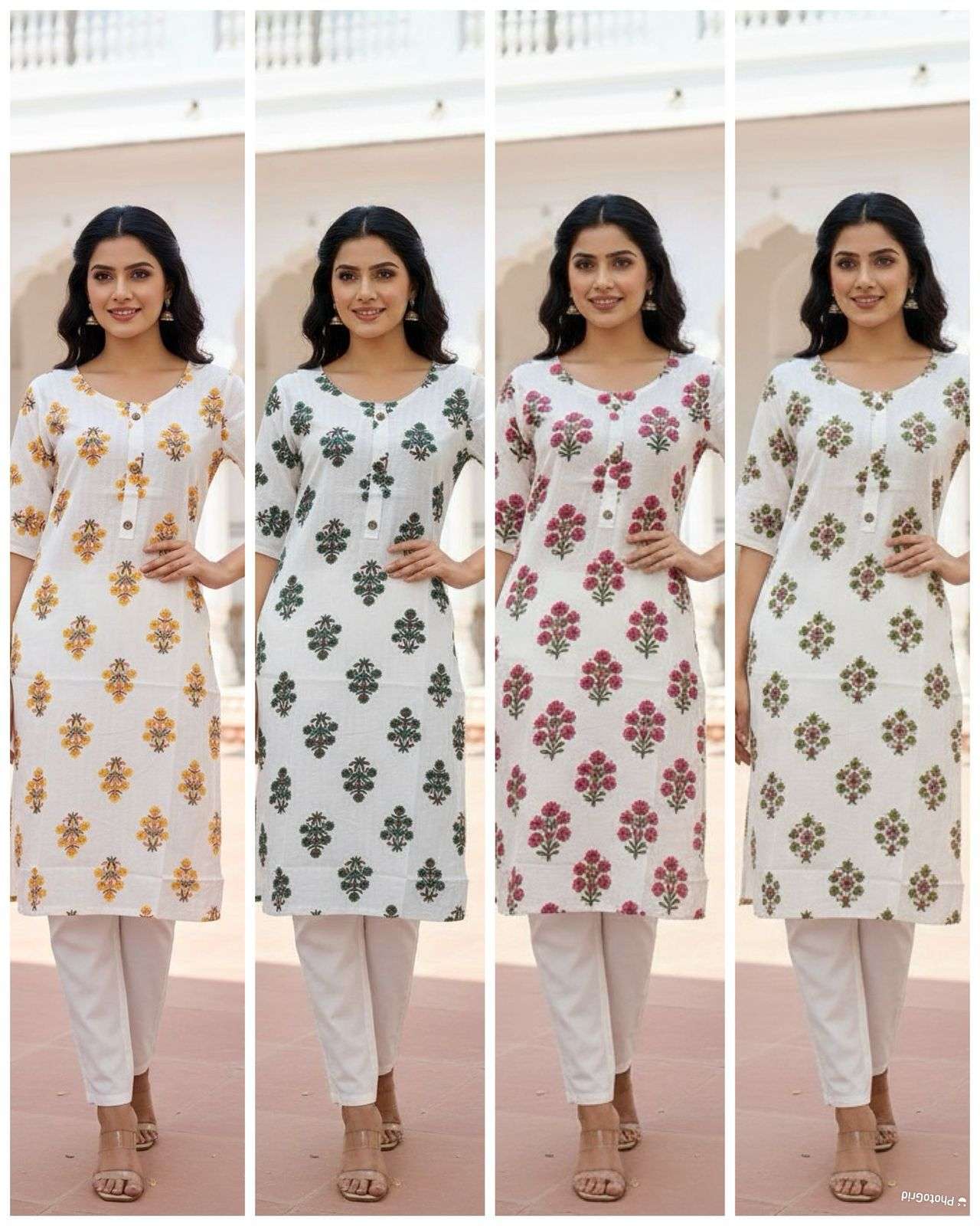 INLI WHITE BEAUTY STRAIGHT PRINTED FANCY SUMMER WEAR LADIES KURTI