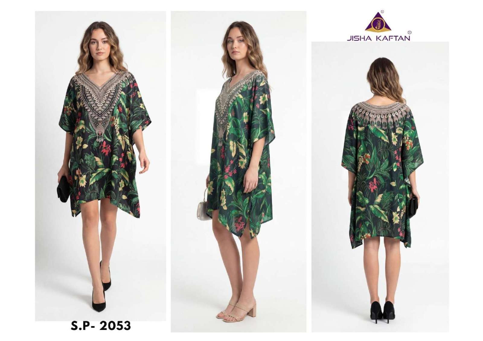 JELITE JISHA KAFTAN SILK PONCHO VOL 7 FEATHER SILK DIGITAL PRINT KAFTAN 