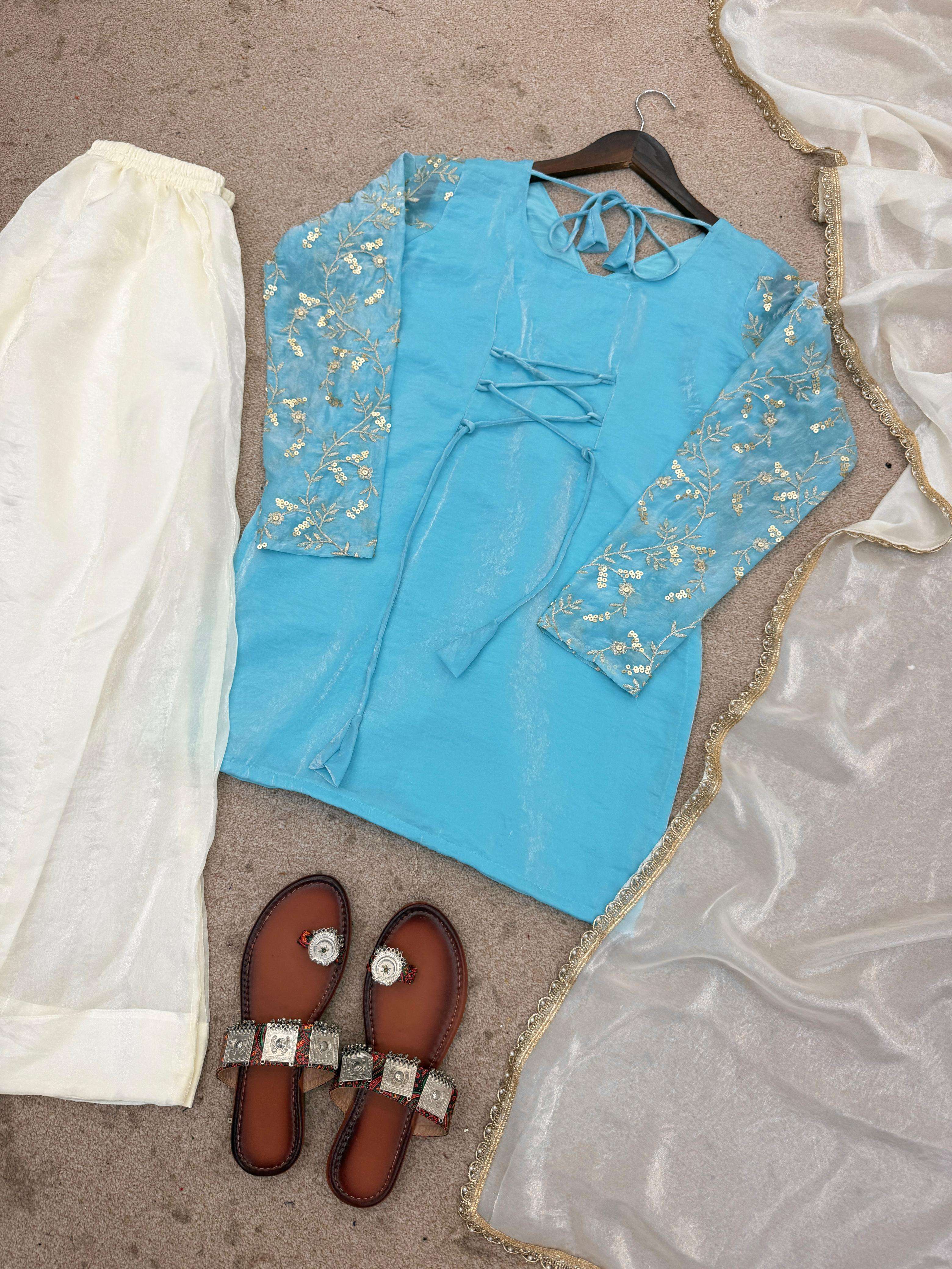 JF 043 SILK HEAVY EMBROIDERD DESIGNER PARTY WEAR LADIES SUIT