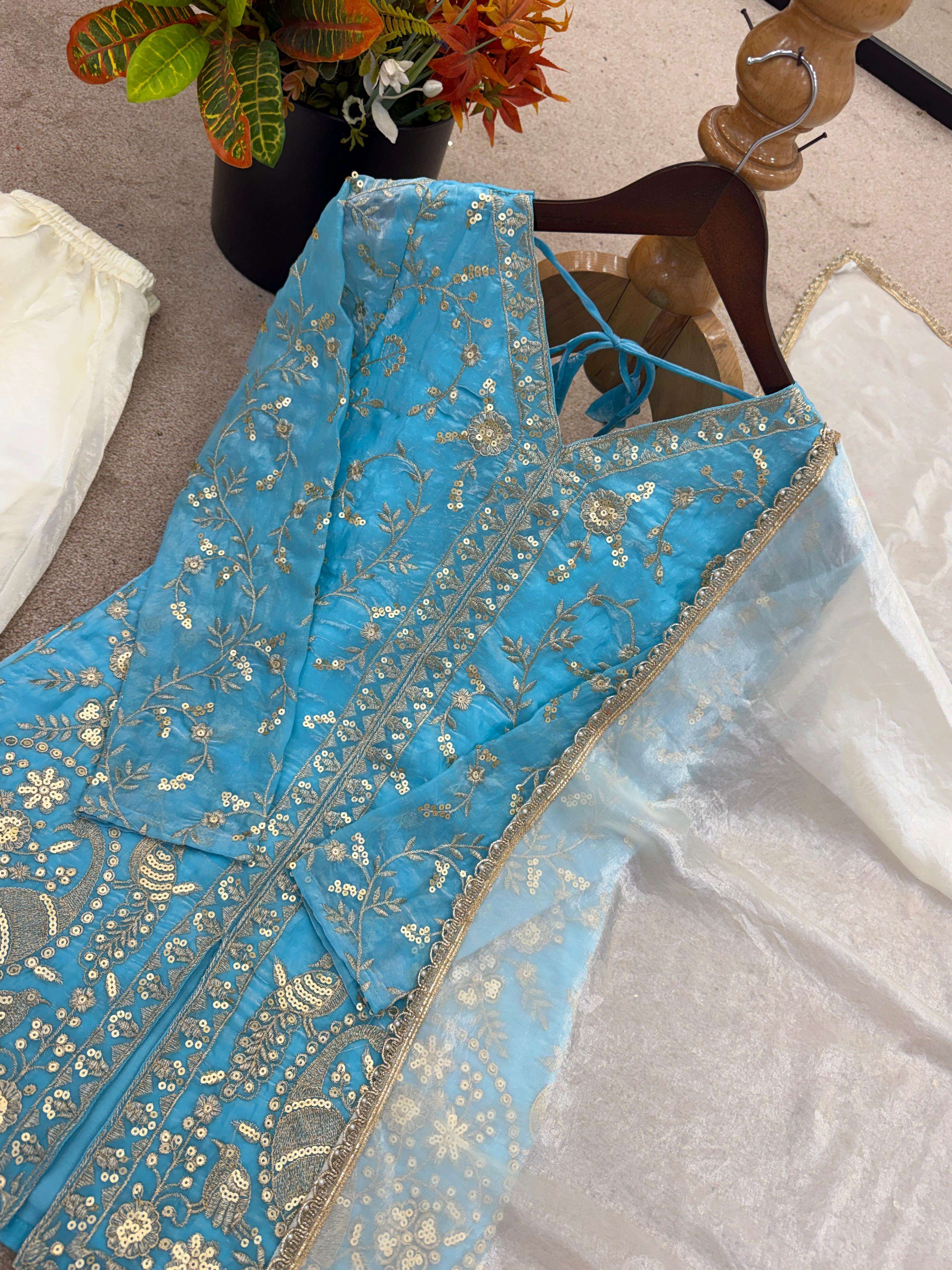 JF 043 SILK HEAVY EMBROIDERD DESIGNER PARTY WEAR LADIES SUIT