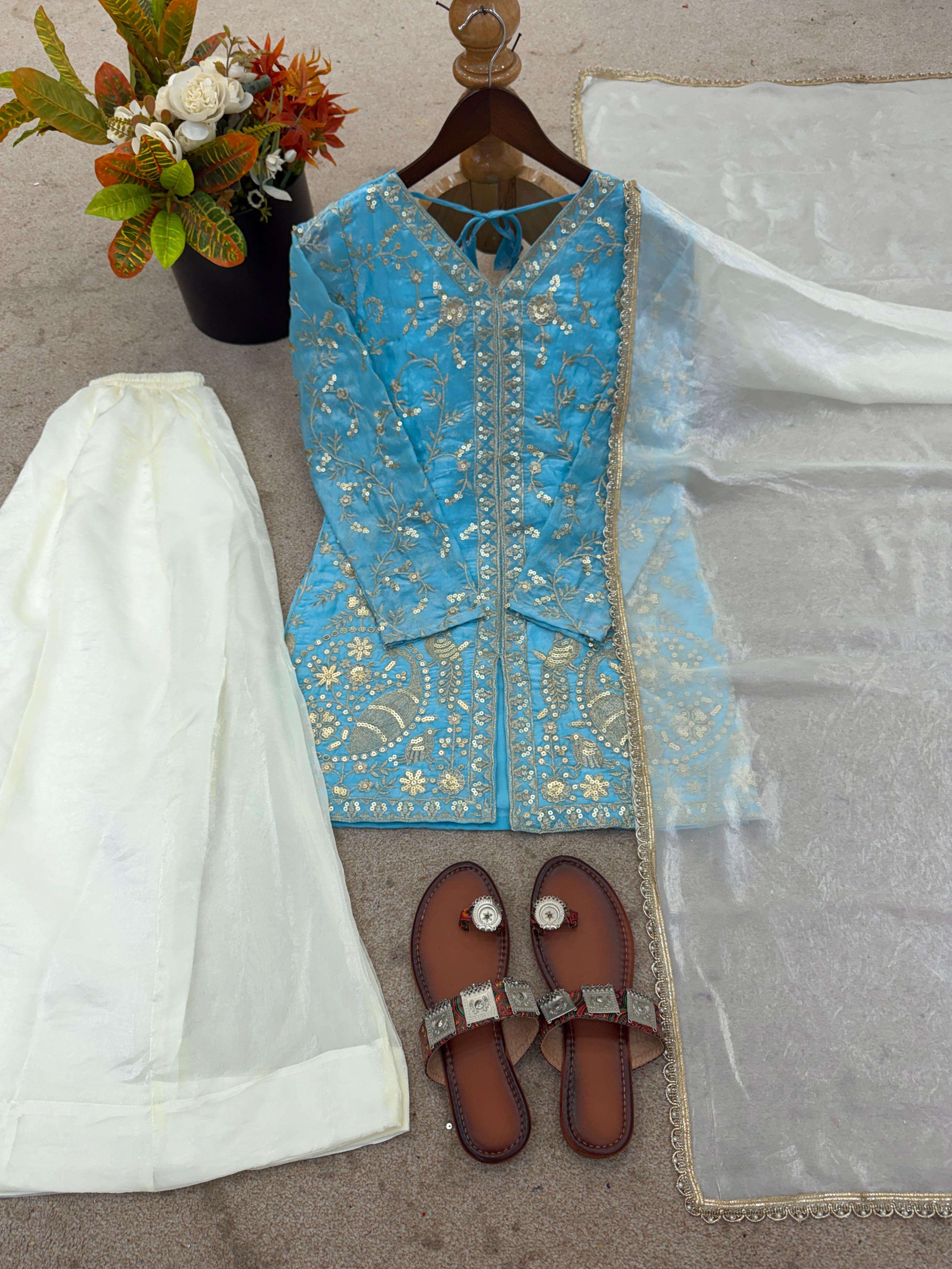 JF 043 SILK HEAVY EMBROIDERD DESIGNER PARTY WEAR LADIES SUIT