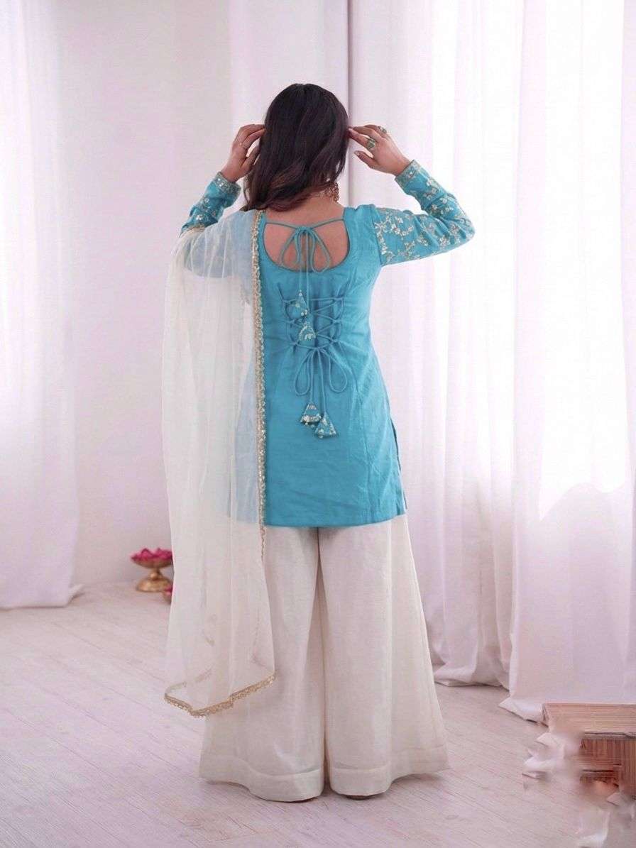 JF 043 SILK HEAVY EMBROIDERD DESIGNER PARTY WEAR LADIES SUIT